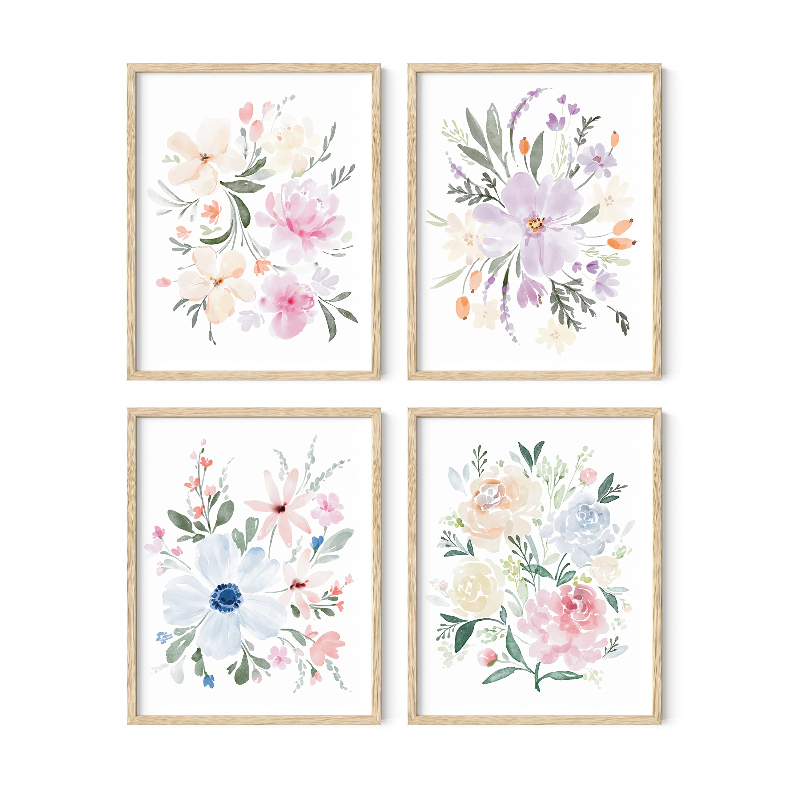 HAUS AND HUES Botanical Prints - Set of 4 Flower Poster, Pictures Wall Decor, Floral Prints, Pictures, Flowers Posters, (Unframe