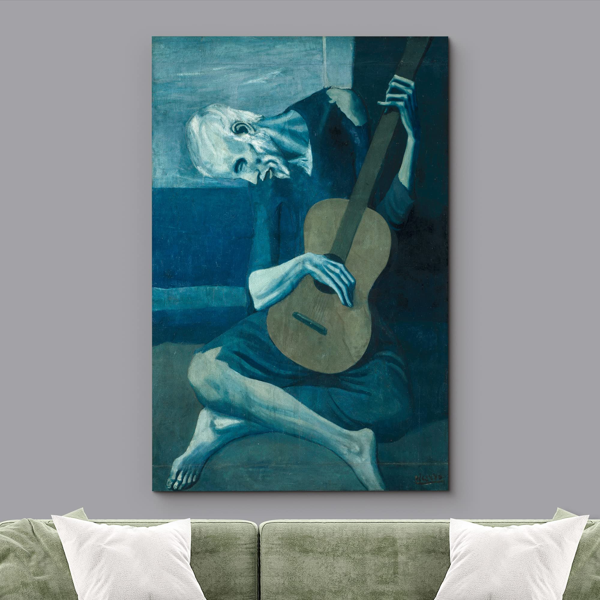 Wall26 Canvas Print Wall Art The Old Guitarist By Pablo Picasso Cultural People Oil Painting Fine Art Traditional Dramatic Multi