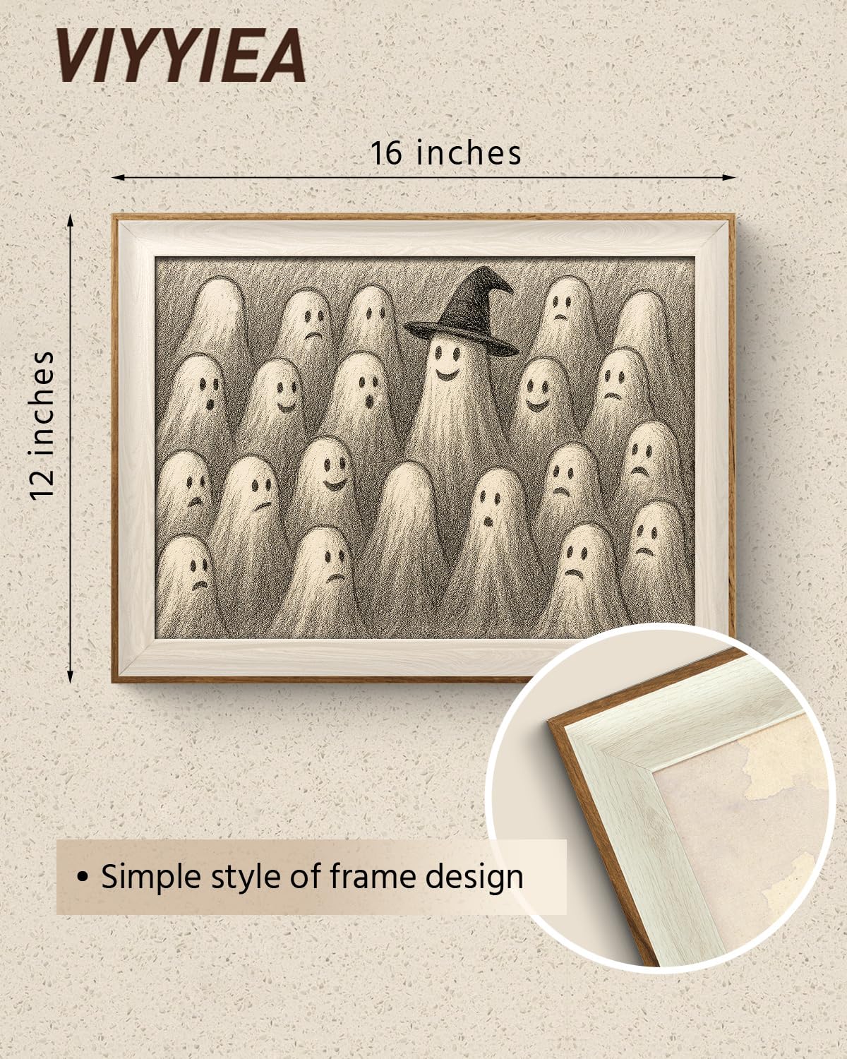 VIYYIEA Framed Wall Art for Living Room, Ghost Meeting Canvas Prints, Occult Home Decor, Halloween Painting Picture, Bathroom Wa