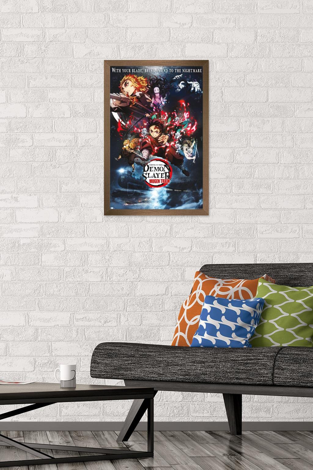 Trends International Demon Slayer: Mugen Train - Collage One Sheet Wall Poster, 14.725'' X 22.375'', Bronze Framed Version
