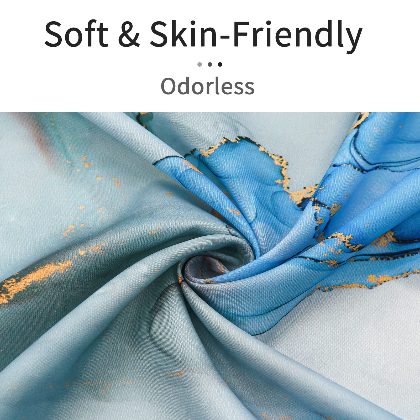 Gibelle Extra Long Shower Curtain 72 X 84, Tall Abstract Blue Grey Marble Shower Curtain, Modern Ink Art Waterproof Fabric Showe