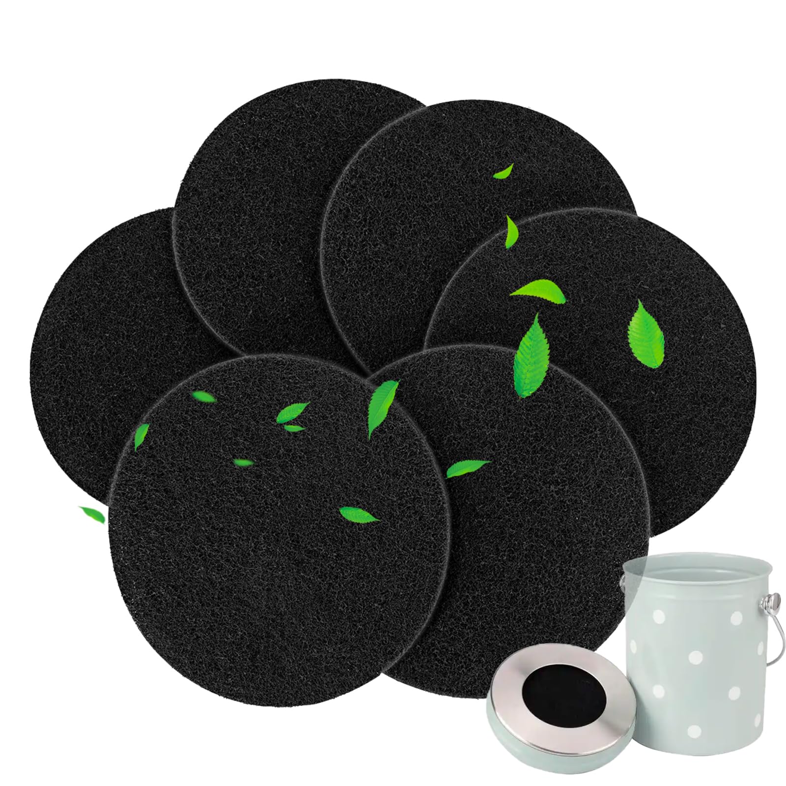 Saiqiang 7.25 Inch Compost Filters For Countertop Bin 6 Pack Charcoal Filters For Kitchen Compost Bin Pail Replacement Filter Ca