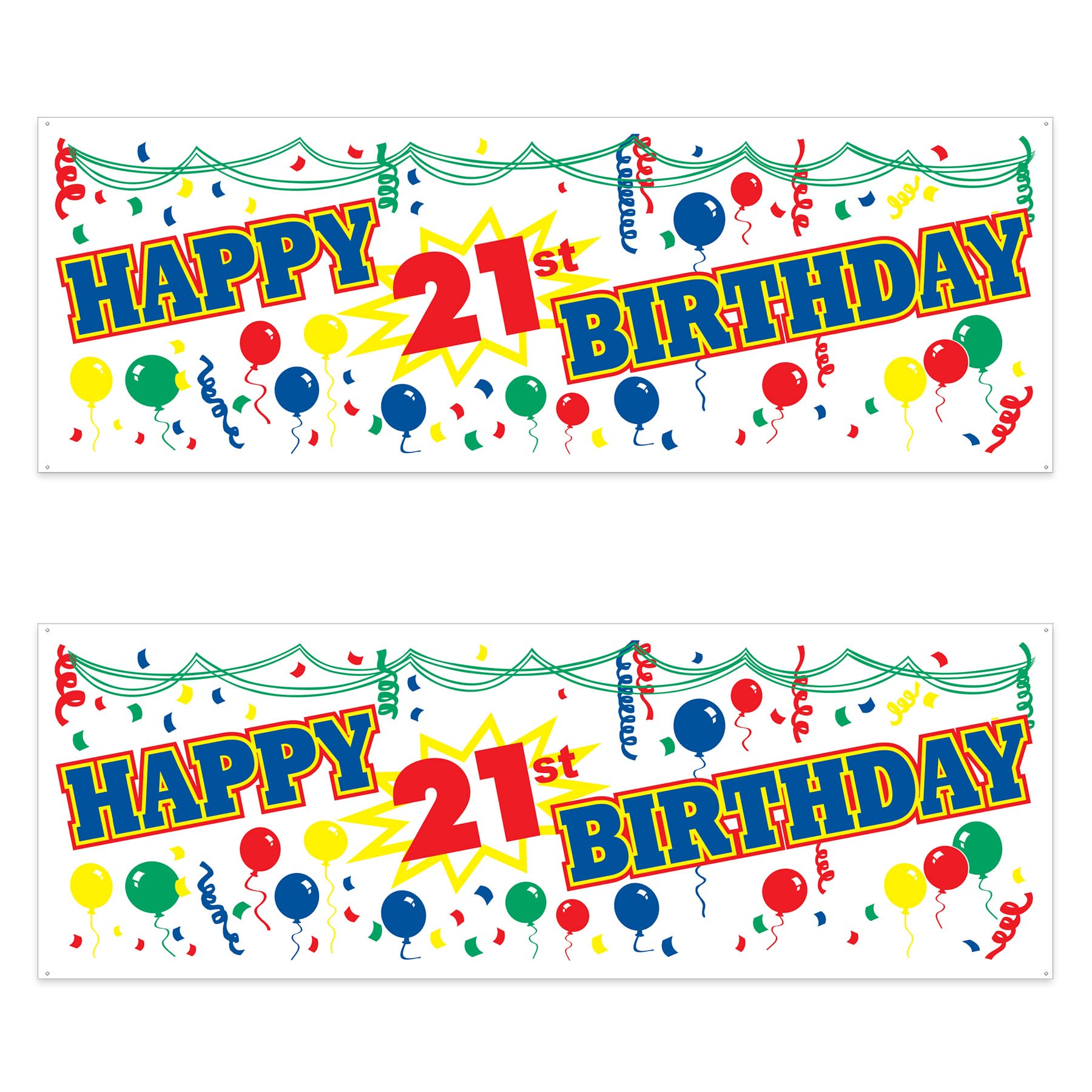 Beistle , 2 Piece Happy ''21St'' Birthday Sign Banners, 5' X 21''