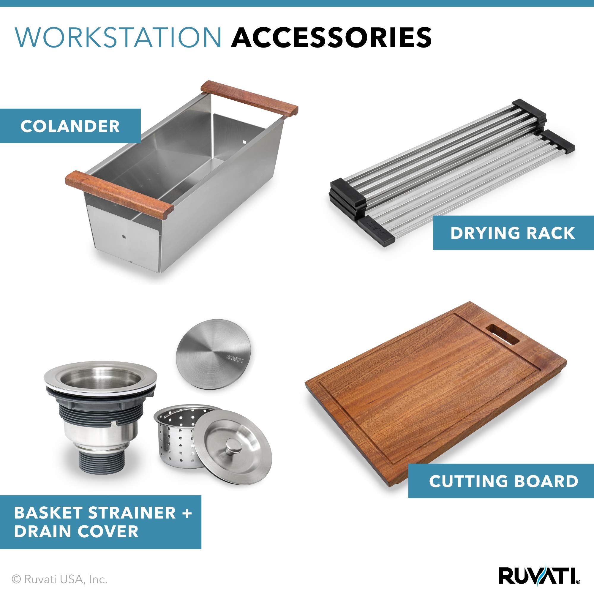 Ruvati 32-Inch Workstation Ledge Tight Radius Undermount 16 Gauge Kitchen Sink Single Bowl - Rvh8301