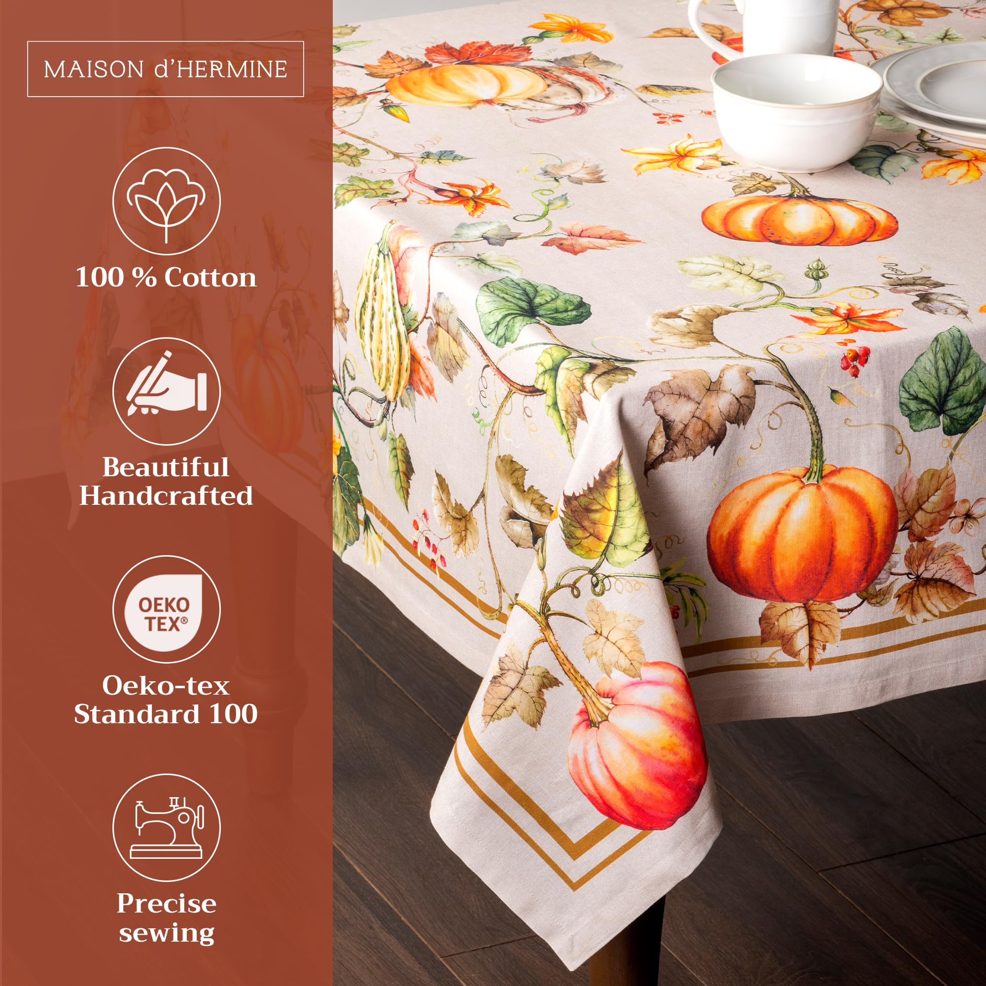 Maison D Hermine Table Cloth 100% Cotton 70X120 Decorative Tablecover Washable Rectangle Tablecloths, Dining, Buffet Parties & W