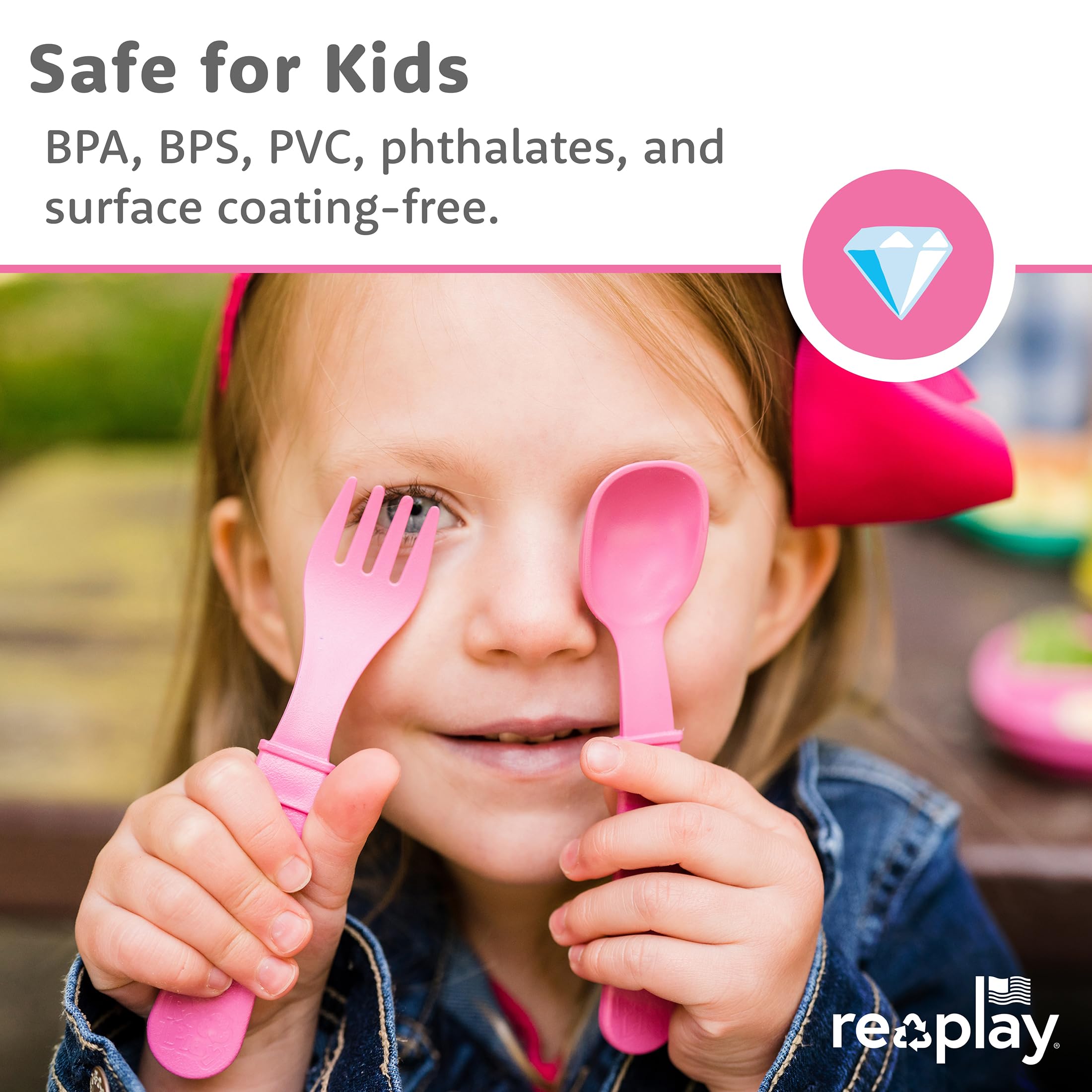RE-PLAY Made in USA 8pk Toddler Feeding Utensils Spoon and Fork Set  Made from BPA Free Eco Friendly Recycled Milk Jugs - Virtua