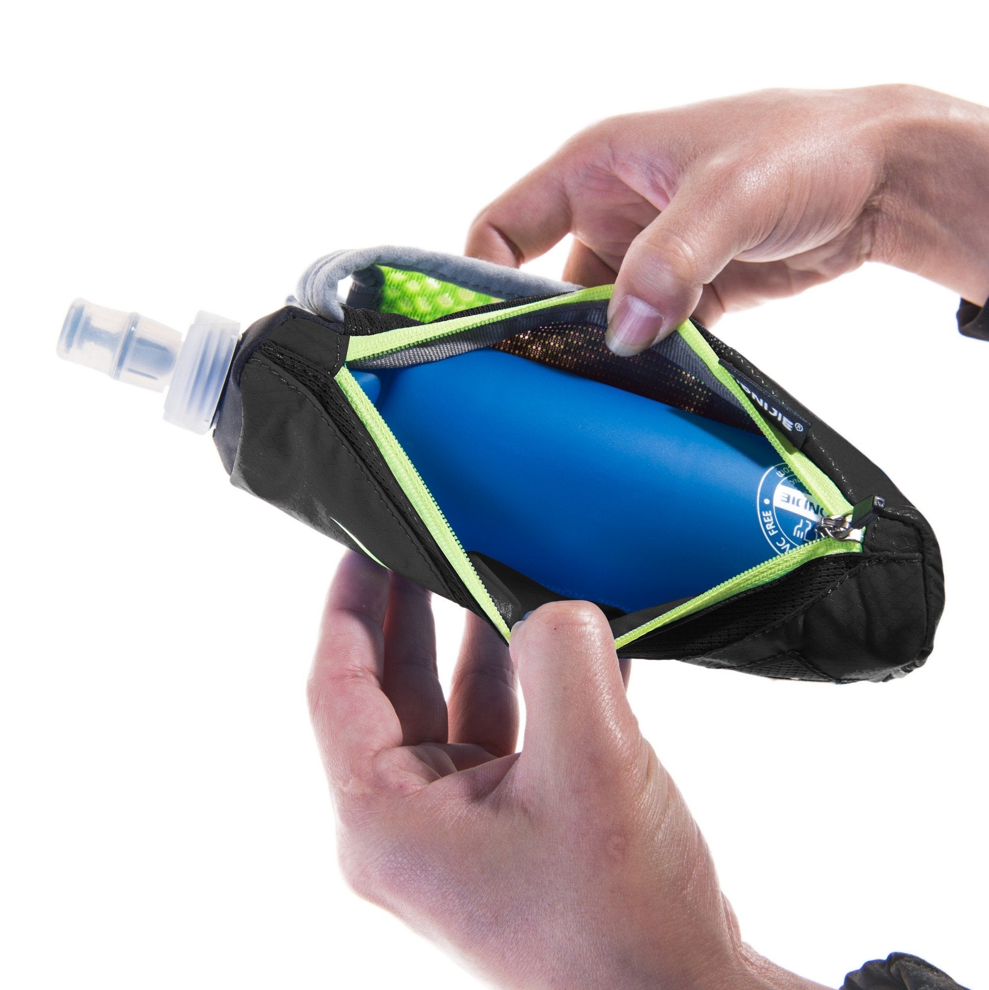 Lermx Quick Grip Chill 17 Oz Handheld Soft Flask Water Bottle Hydration Pack (17 Oz Black)