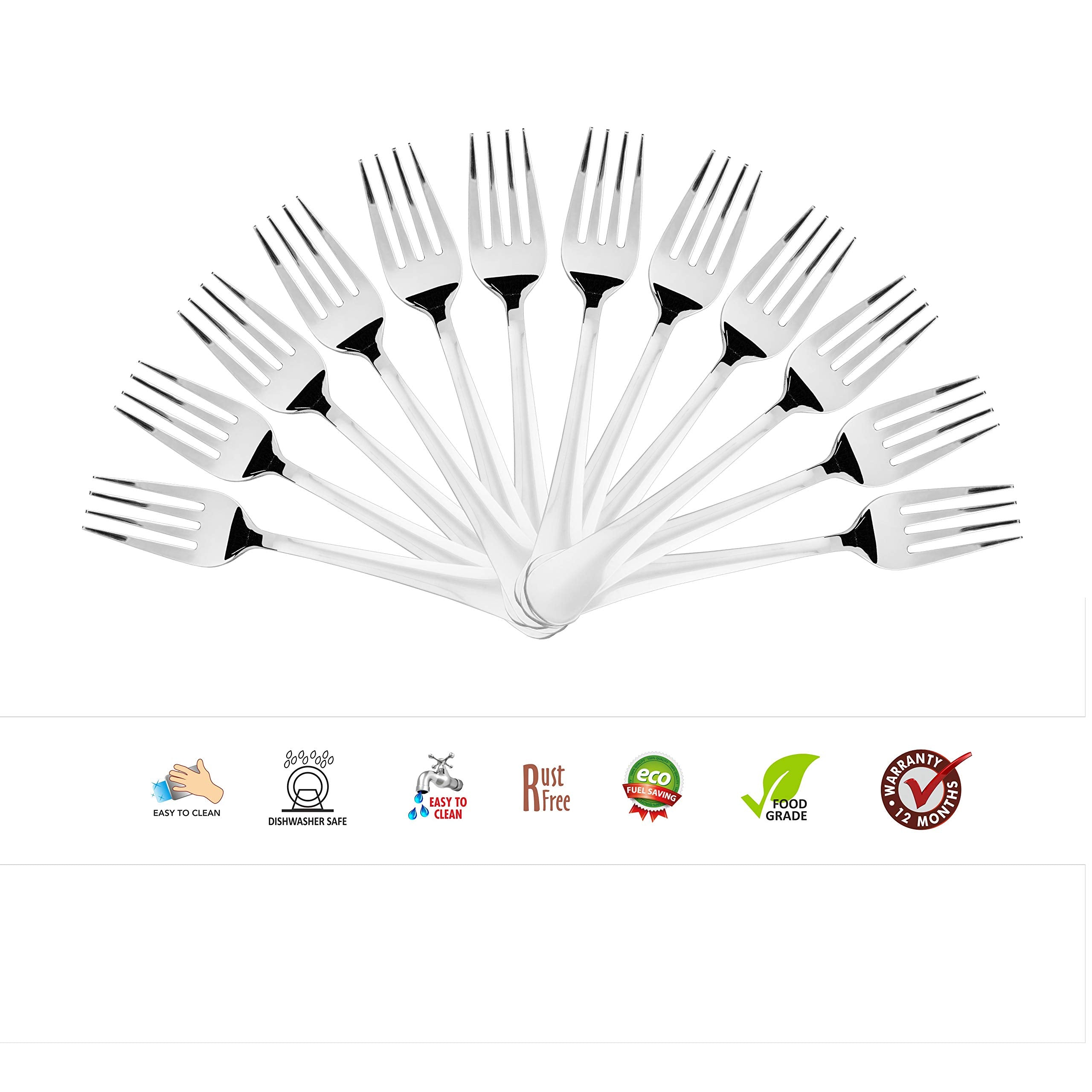 Sumeet Stainless Steel Premium Quality Baby/Medium Forks Set Of 12 Pc - (15.5Cm L) (1.6Mm Thick)