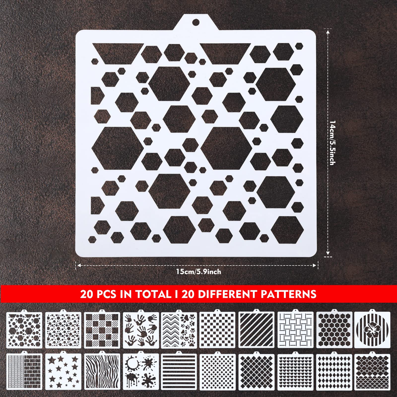 Ootsr 20 Pcs Geometric Cookie Stencils, 14X15Cm Baking Stencils For Diy Biscuits And Cakes, Making Royal Icing Cookies, Airbrush
