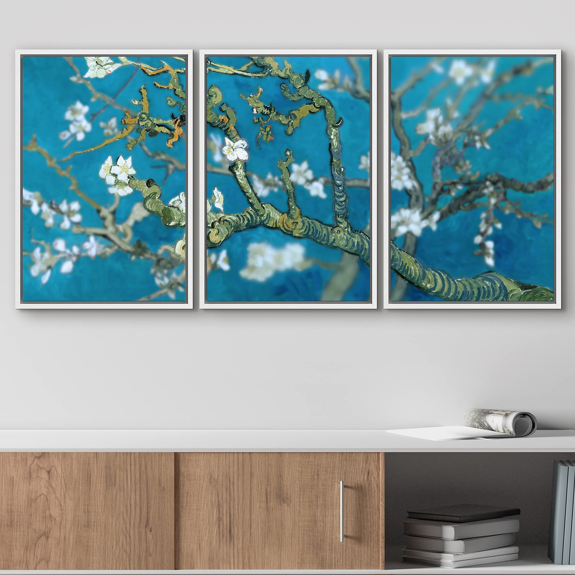 Wall26 Framed Canvas Print Wall Art Set Almond Blossoms By Vincent Van Gogh Floral Flower Illustrations Fine Art Rustic Closeup