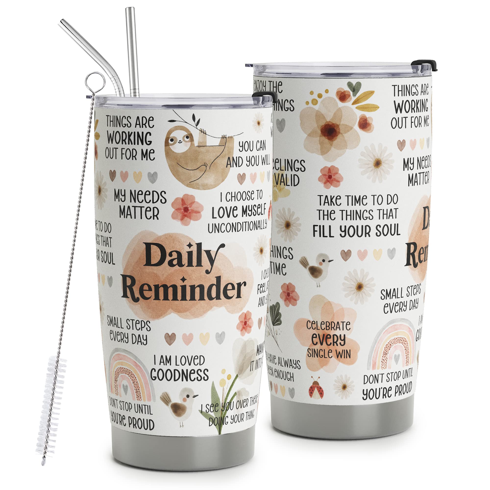 Homisbes Positive Daily Affirmations For Women - Positive Thoughts Travel Mug - Inspirational Gifts - Mental Health Gift - Stain