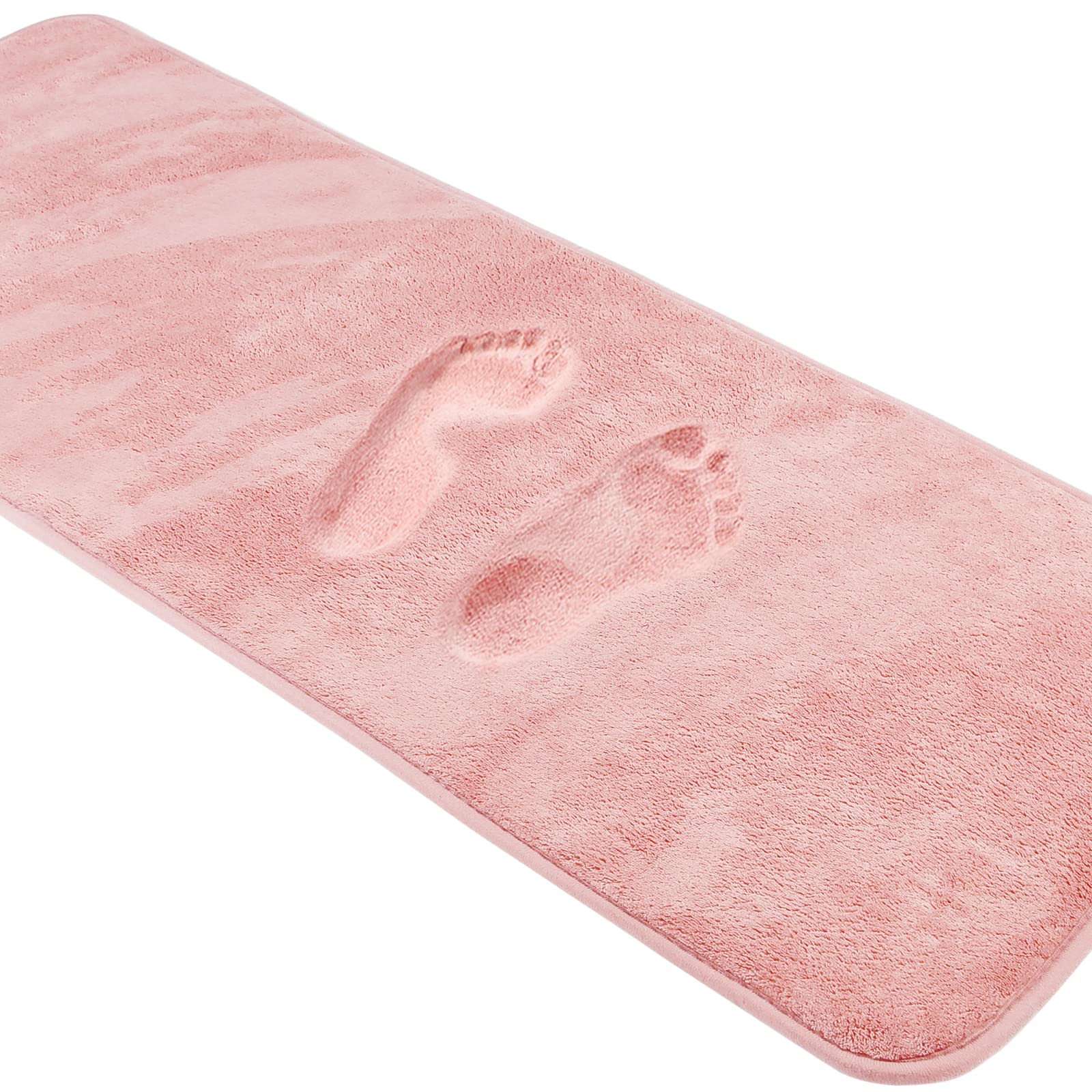Pink Bath Mat Runner Long Narrow Bathroom Rug Memory Foam Microfiber Bathroom Carpet Non Slip Soft Absorbent Washable Bathrug,16