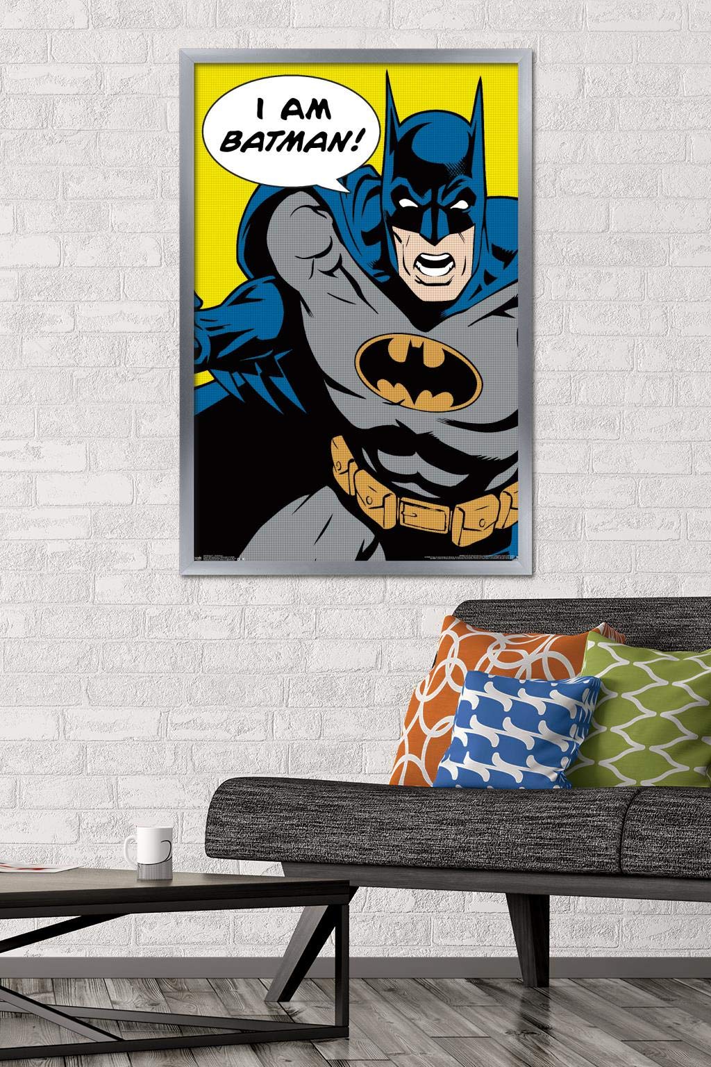Trends International Dc Comics - Batman - I Am Batman Wall Poster, 22.375'' X 34'', Silver Framed Version