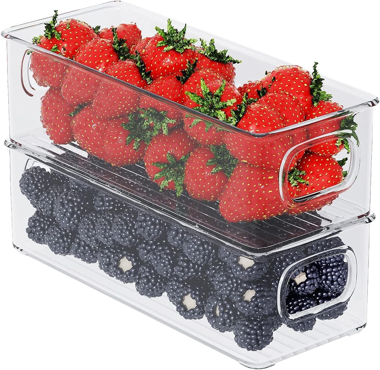 Kripics Small Clear Plastic Storage Bins With Handles For Kitchen, Pantry, Cabinets, Fridge & Freezer Organization  Ideal For S