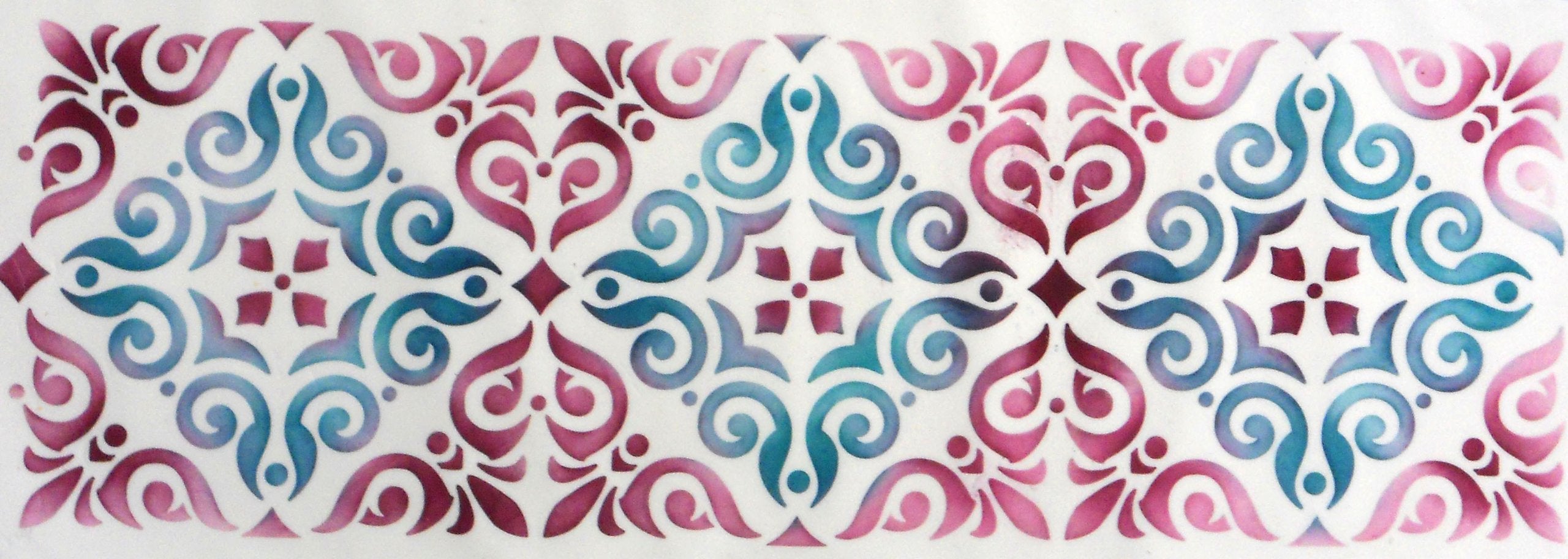 Designer Stencils Mexican Tile Cake Stencil Tier 4, Beige/Semi-Transparent