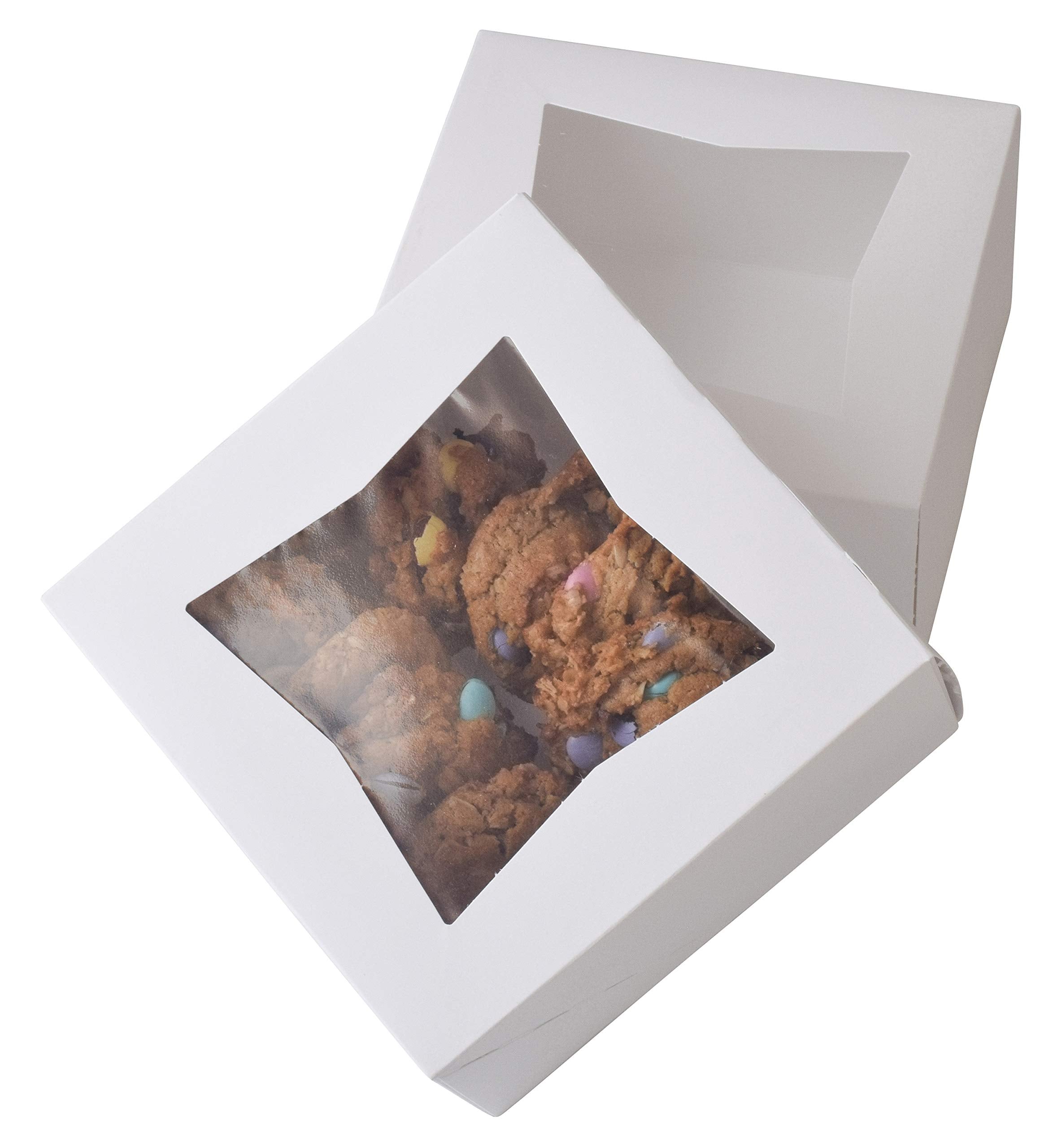 6'' X 6'' X 3'' White Bakery Box | Auto-Popup | Small Pie Boxes With Window | 20 Pack