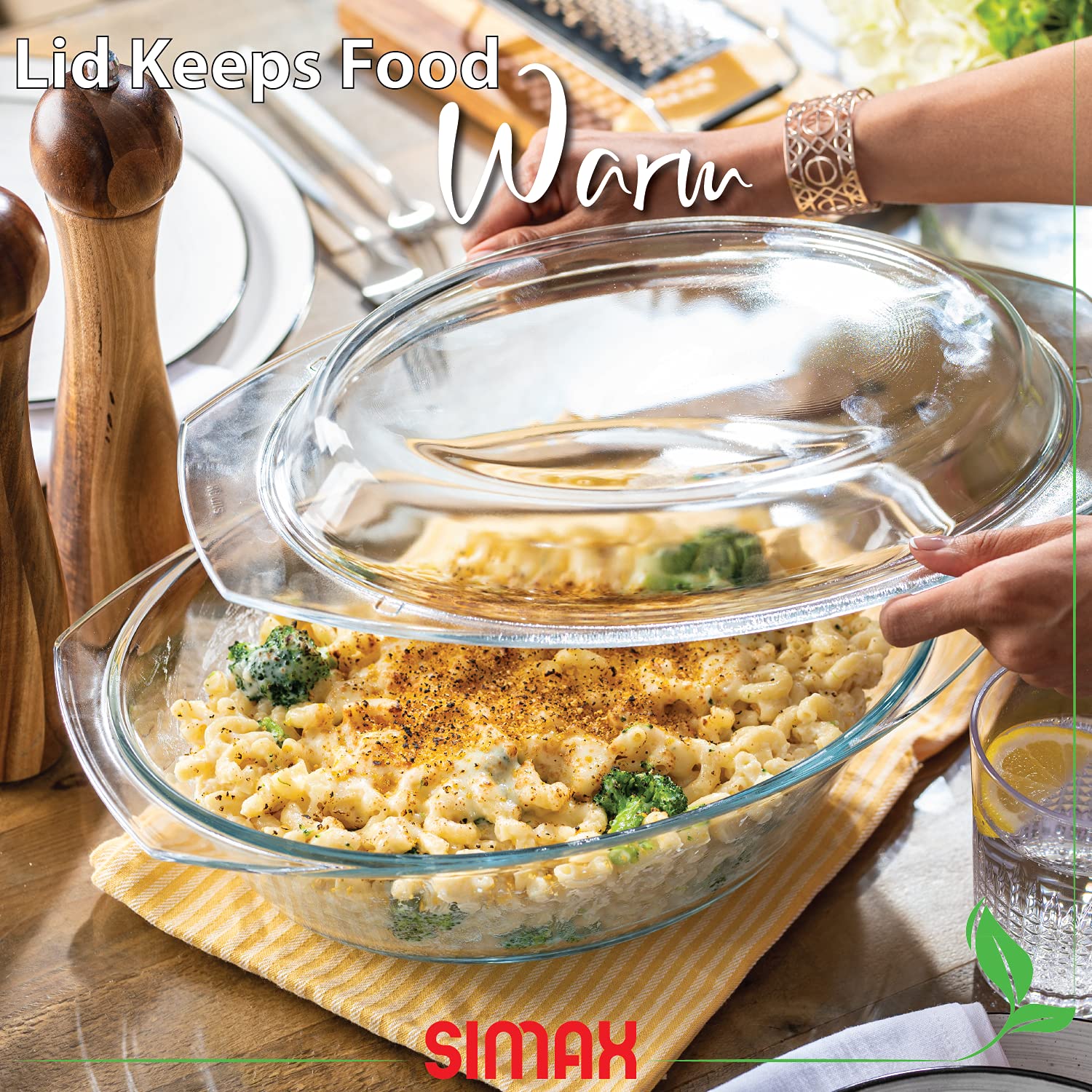 Simax Clear Oval Shaped Glass Casserole With Tight Fitting Lid - Heat, Cold And Shock Proof - Made In Europe - Oven, Freezer And