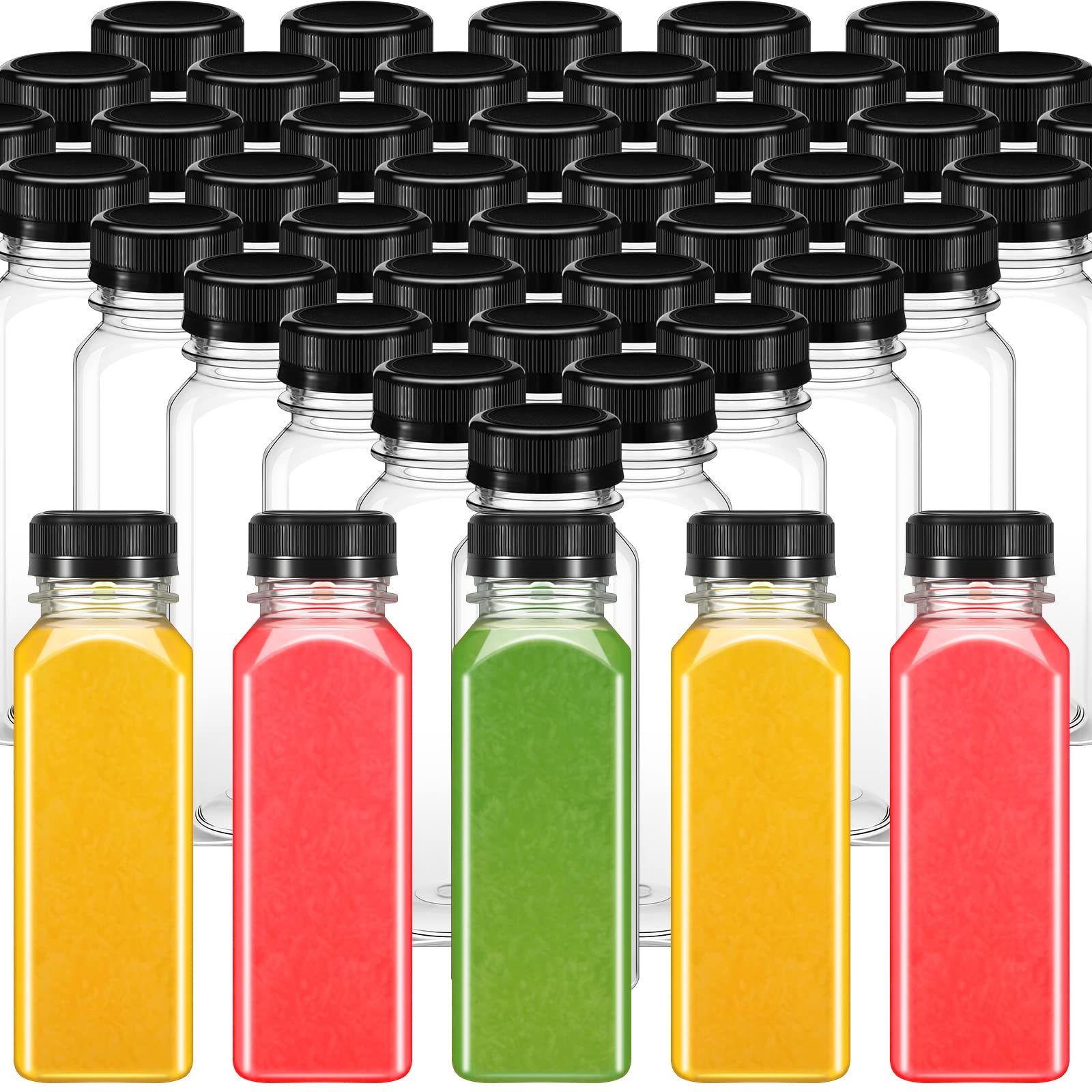 Sabary 150 Pcs 8oz Plastic Juice Bottles with Caps Drink Containers and Leak Proof Lids Bulk Empty Reusable Clear Plastic Pet Bo