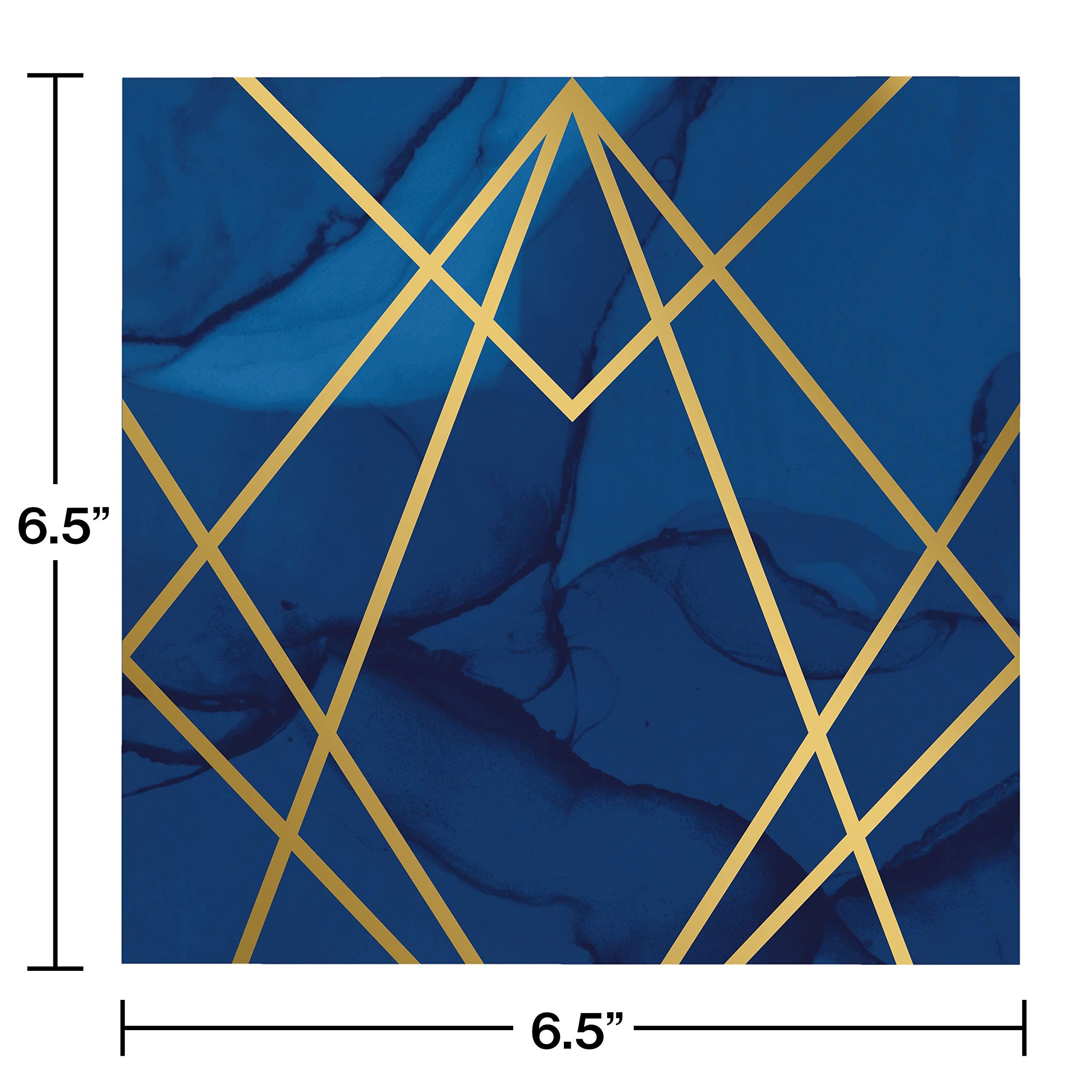 Creative Converting Blue And Gold Foil Stamped Luncheon Napkins
