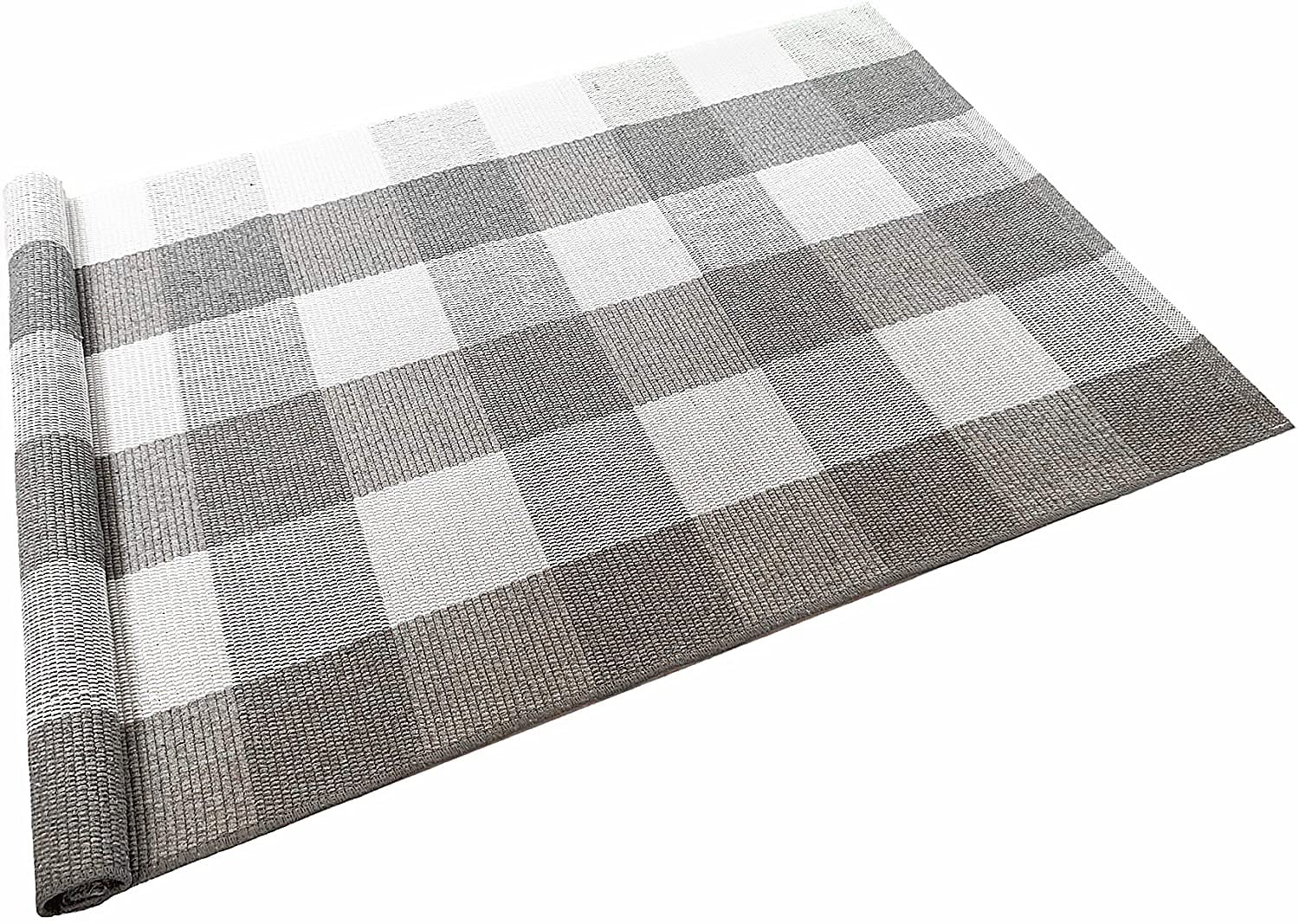 LEVINIS Buffalo Check Rug, Buffalo Plaid Rug 4  2, Grey Plaid Rugs, Grey Area Runner Rug for Porch/Kitchen/Living Room/Bedroom/D