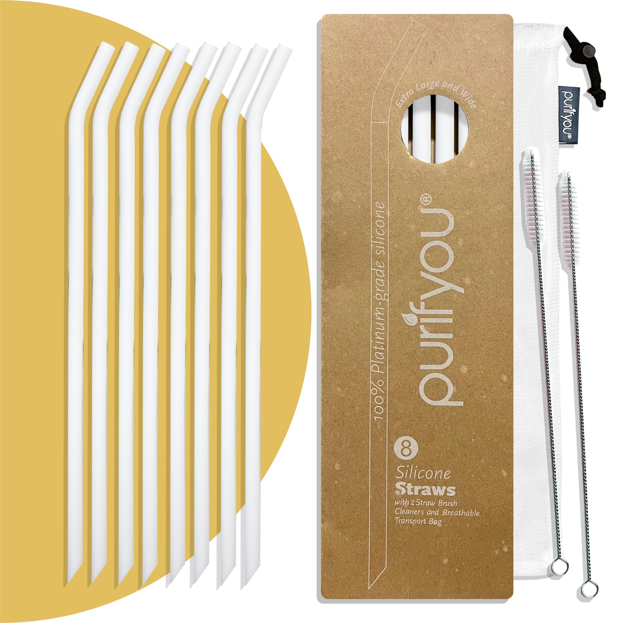 Platinum Silicone Straws, 14 Inch Extra Long  Wide, For 40 Oz Tumblers From Stanley, Reduce, Yeti  More, Set Of 8 Reusable Drink