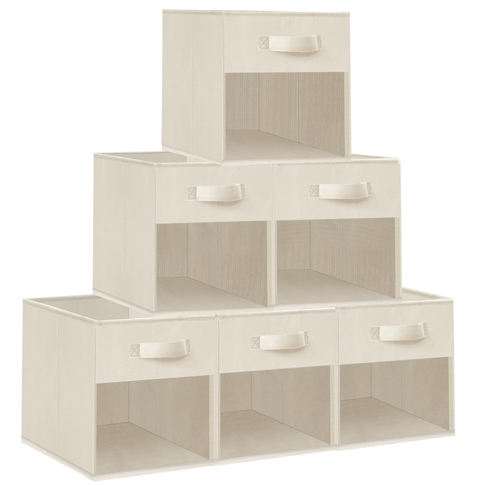STORAGEIDEAS Storage Bins with Clear Window, 13x13 Storage Cubes, Collapsible Cube Storage Box, Fabric Closet Organizers with Ha