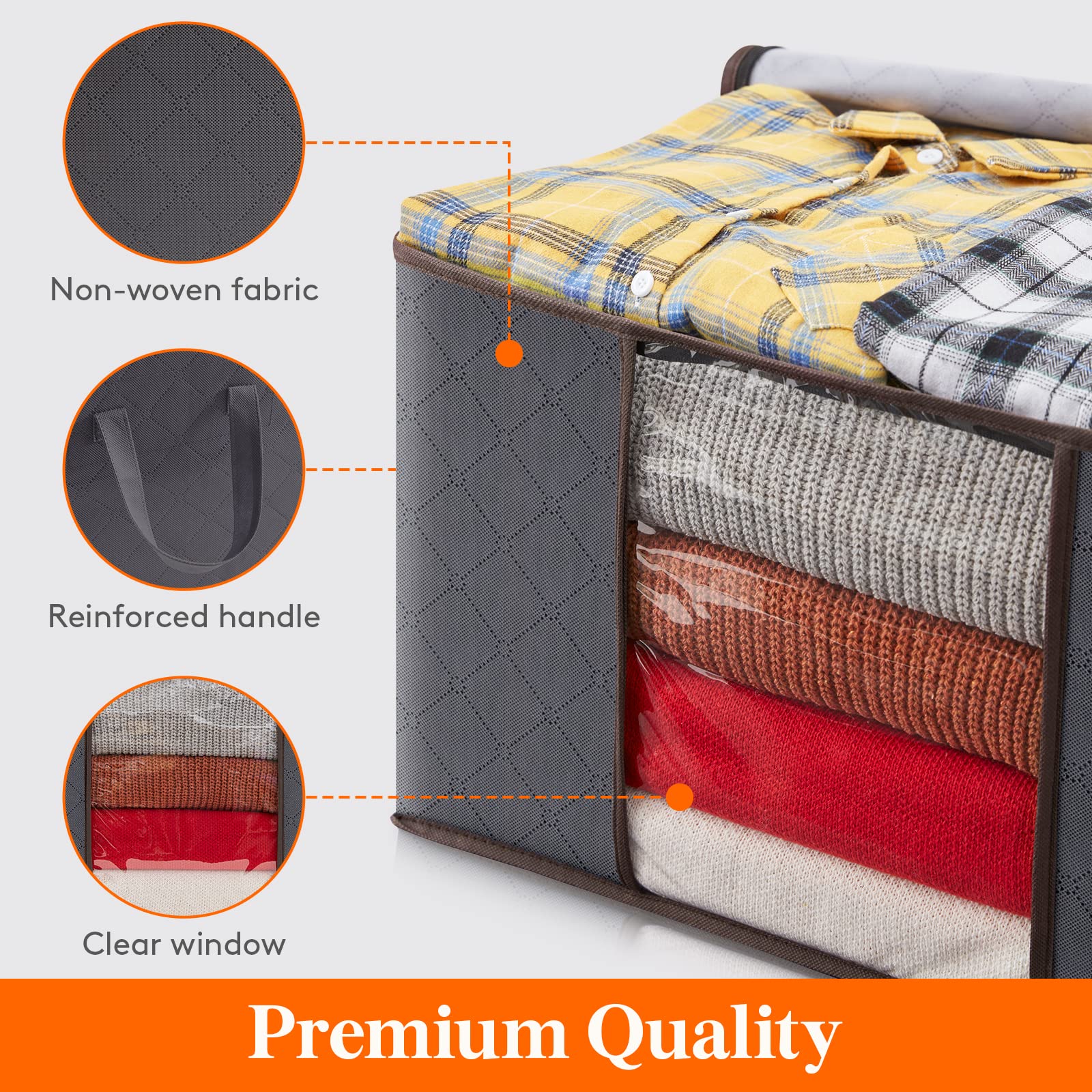 Lifewit 6 Packs clothes Storage Bag, Storage Bins for clothes, Blankets, comforters, Foldable clothing Storage with Reinforced H