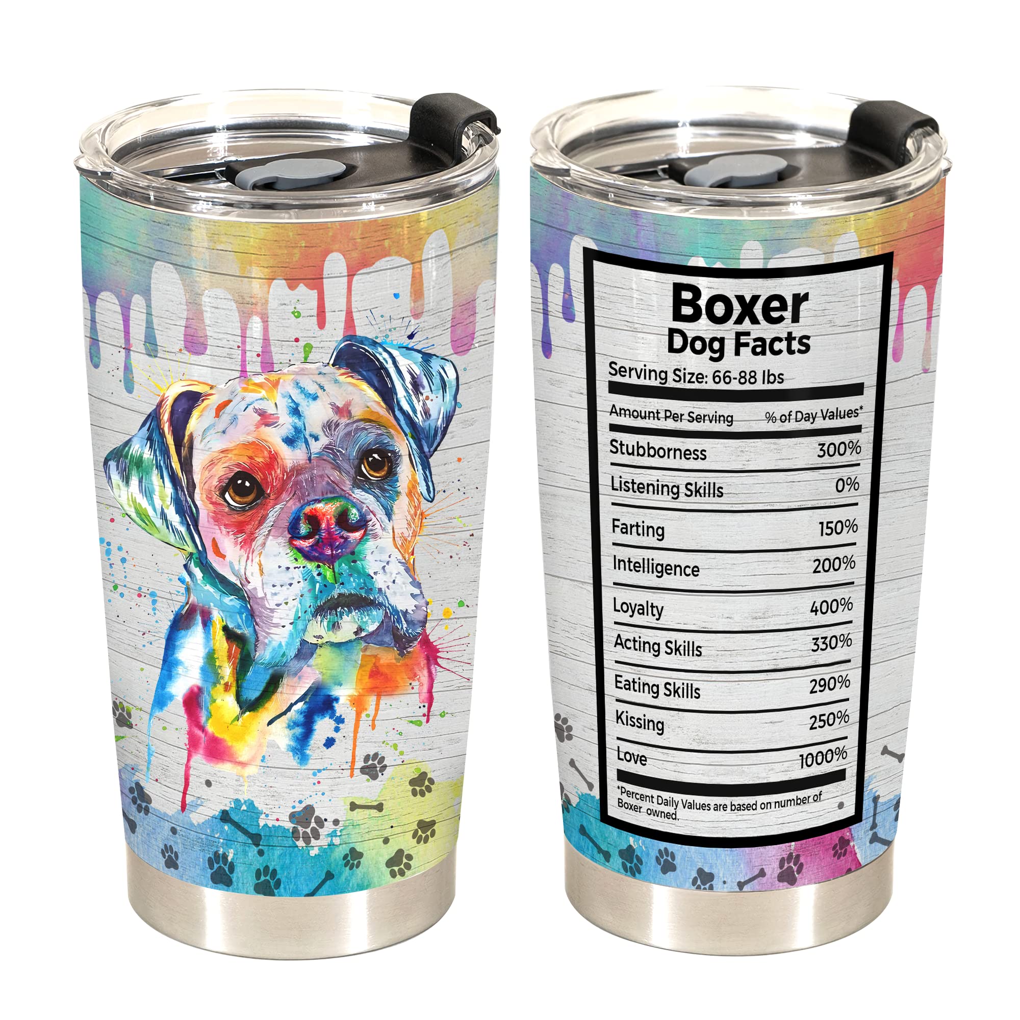 Limima Gifts for Boxer Lovers - 20oz Stainless Steel Tumbler Cup Mug, Funny and Unique Gift for Boxer Dog Owners, Perfect for Bi