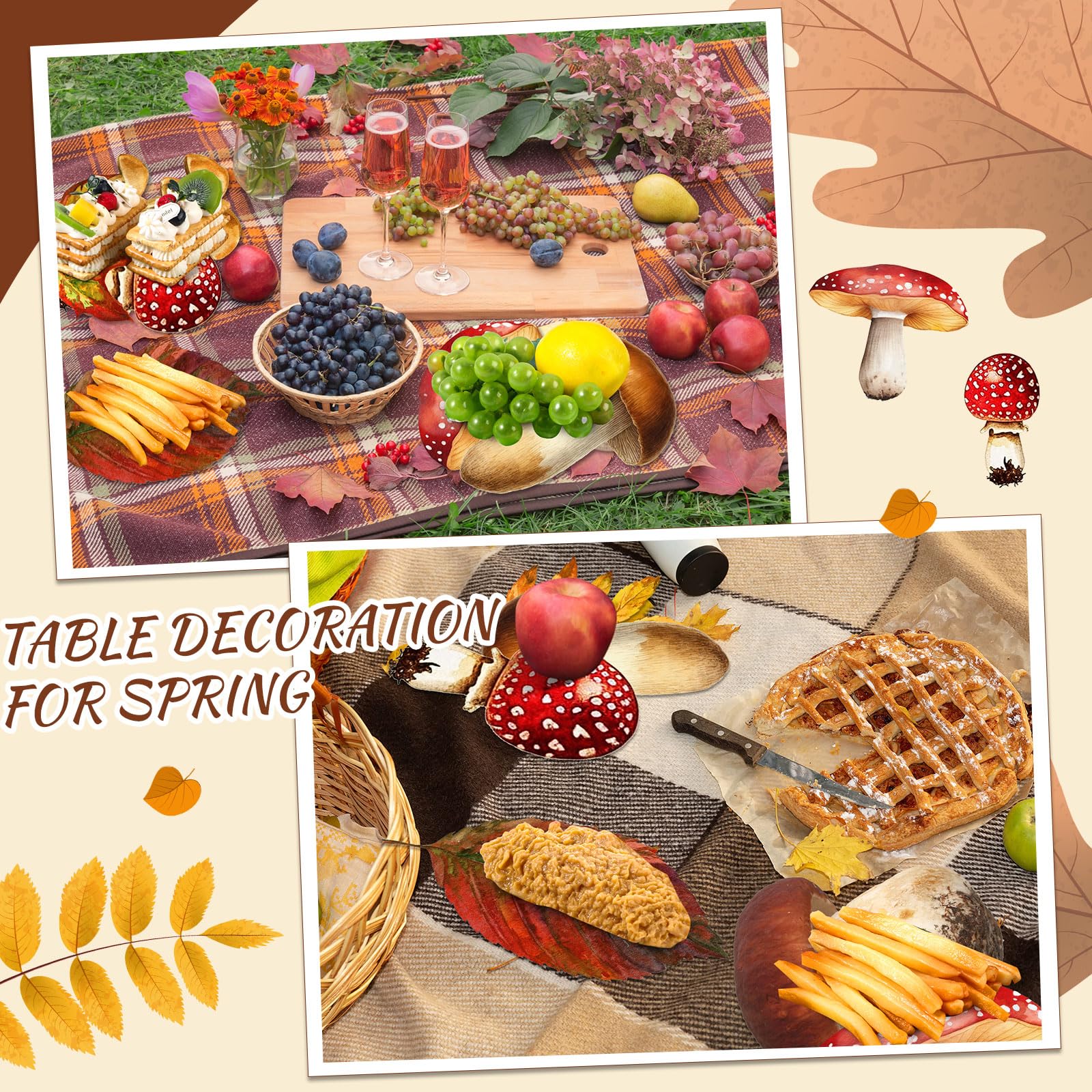 Gersoniel 180 Pcs Autumn Parchment Paper Leaves 8.7 x 4.3 in Thanksgiving Fall Maple Leaf Cheese Board Mushroom Charcuterie Boar