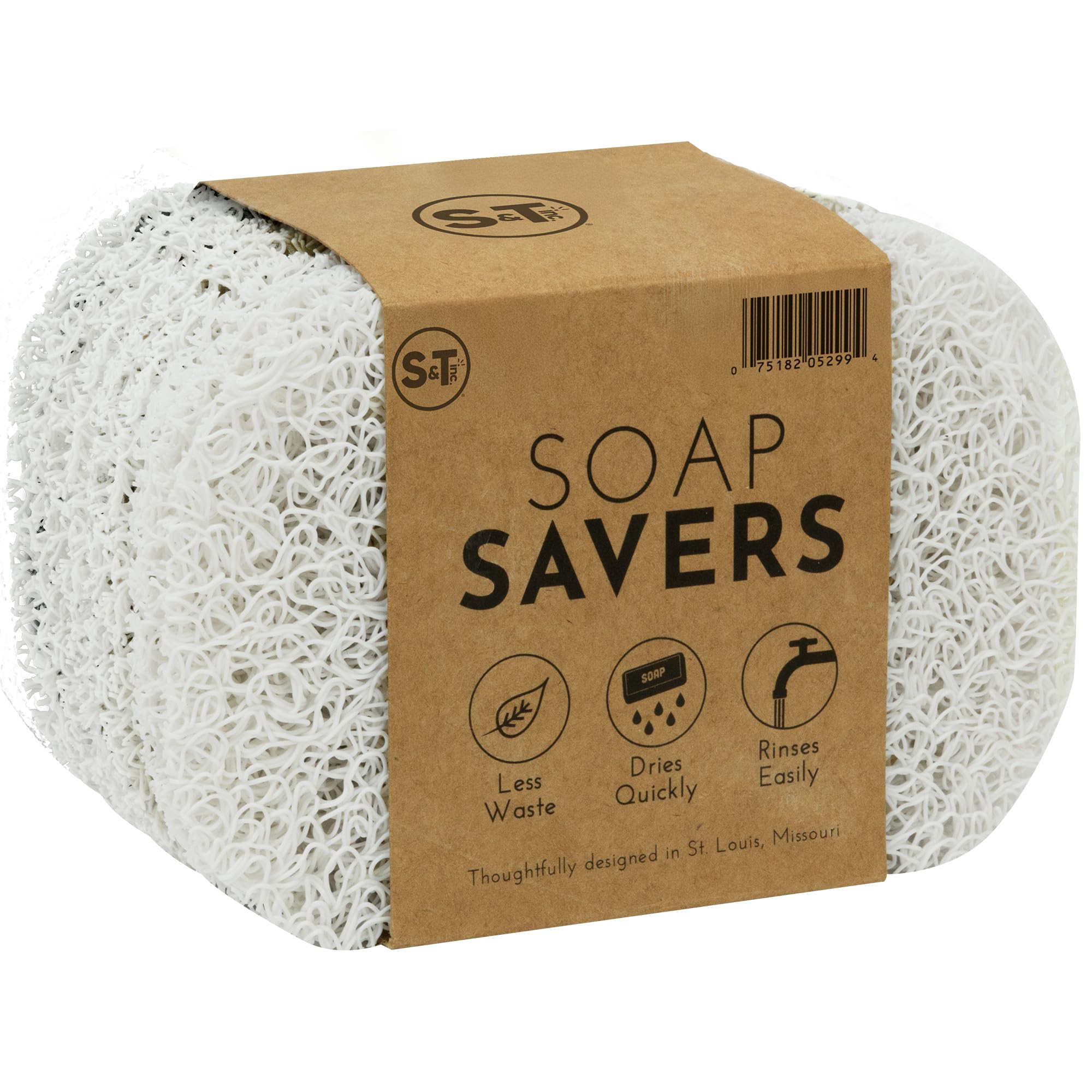 S&T INC. Soap Holder for Kitchen and Bathroom Soap Dish  Soap Saver for Hand Soap and Bar Soap  6 Pack  2.9 Inches by 4.4 Inches  White