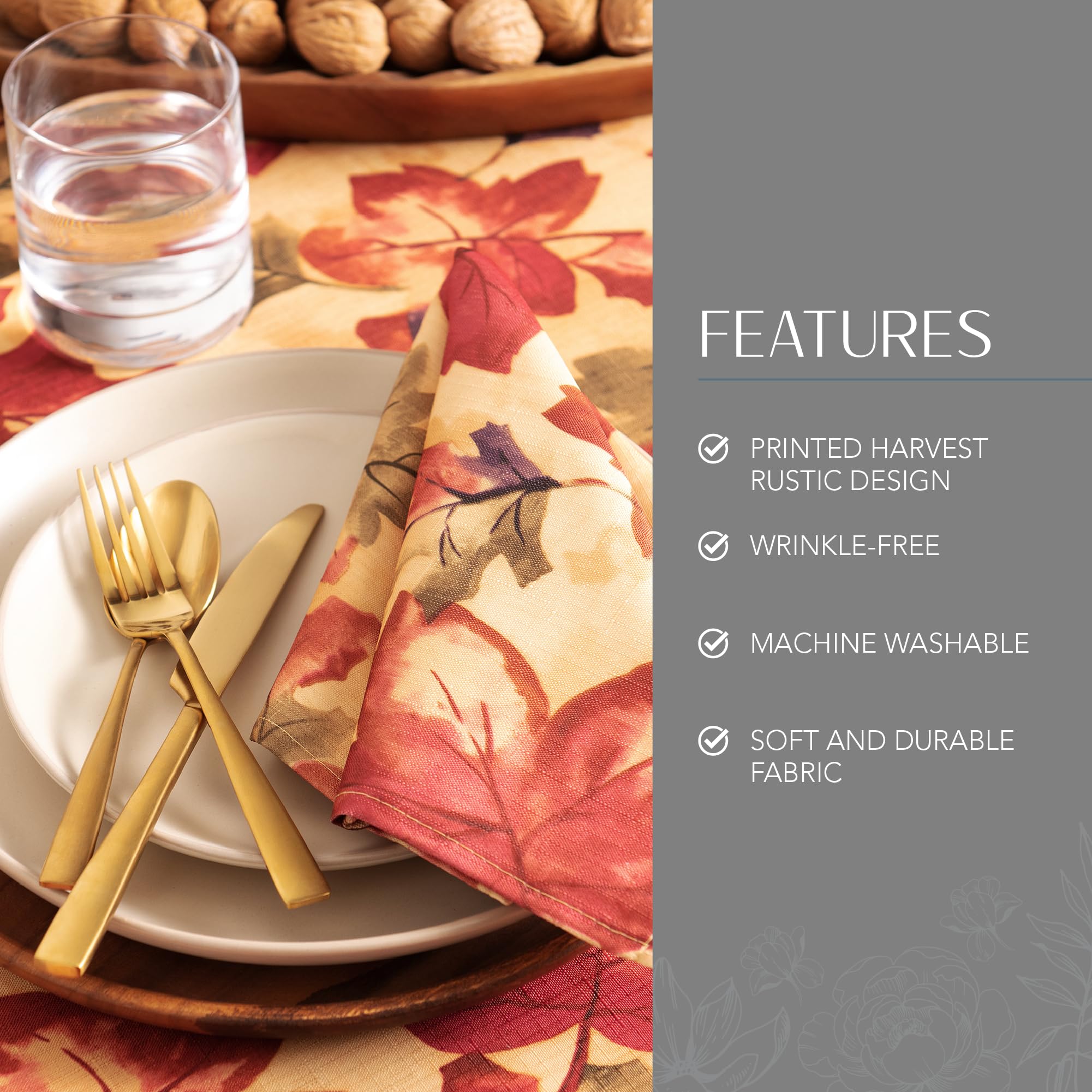 Elrene Home Fashions Harvest-Festival Fall Printed Tablecloth, 70'' X 70'', Round