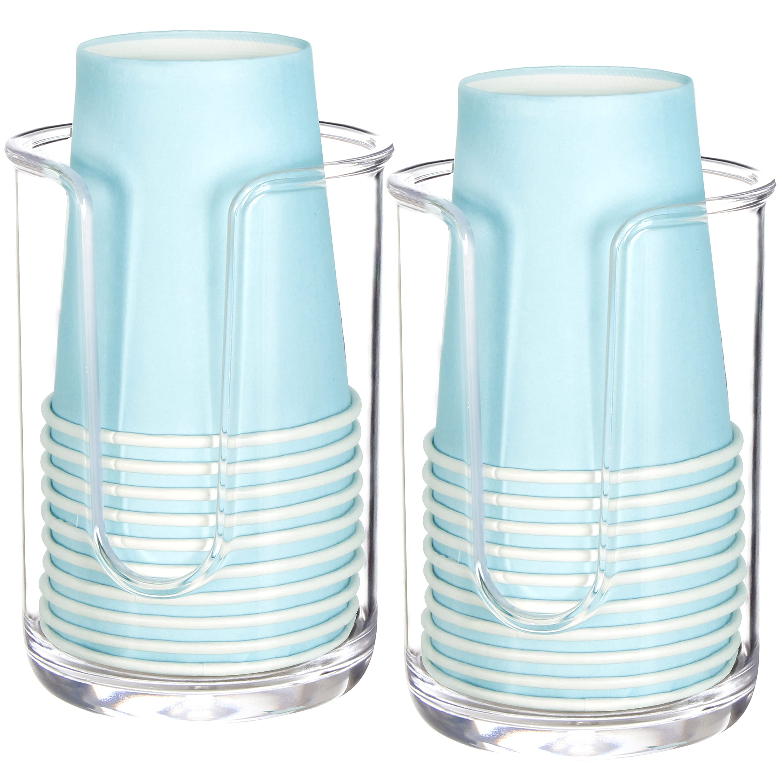 Youngever 2 Pack Plastic Disposable Paper Cup Dispenser, Plastic Dispenser Cup Holder (Clear)