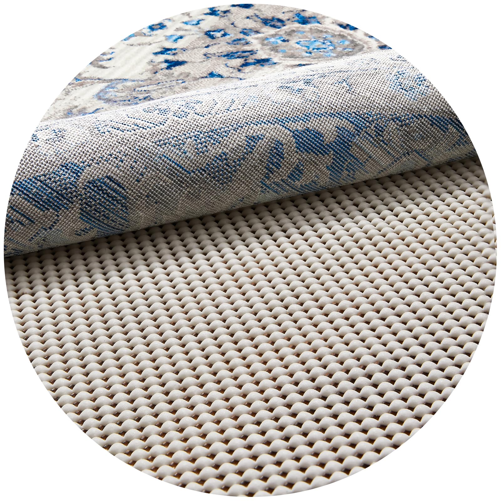 Veken 4 Ft Round Rug Pad Gripper for Hardwood Floors, Circle Non Slip Rug Pads for Area Rugs, Thick Rug Grippers for Tile Floors
