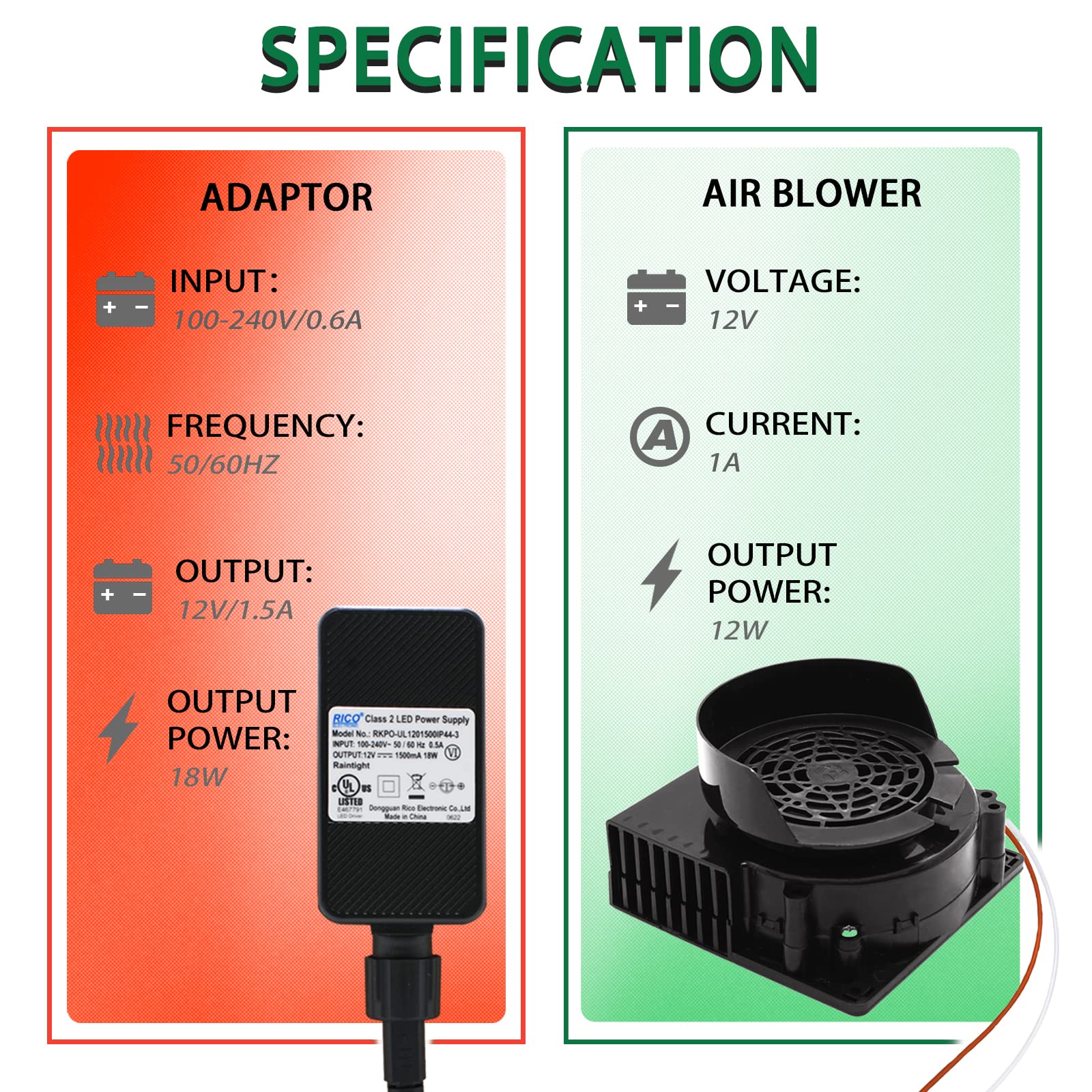DONGERMAER Replacement Inflatable Fan Replacement, 1.5A Adapter for Christmas HalloweenYard Inflatables Blow Up Outdoor Inflatab