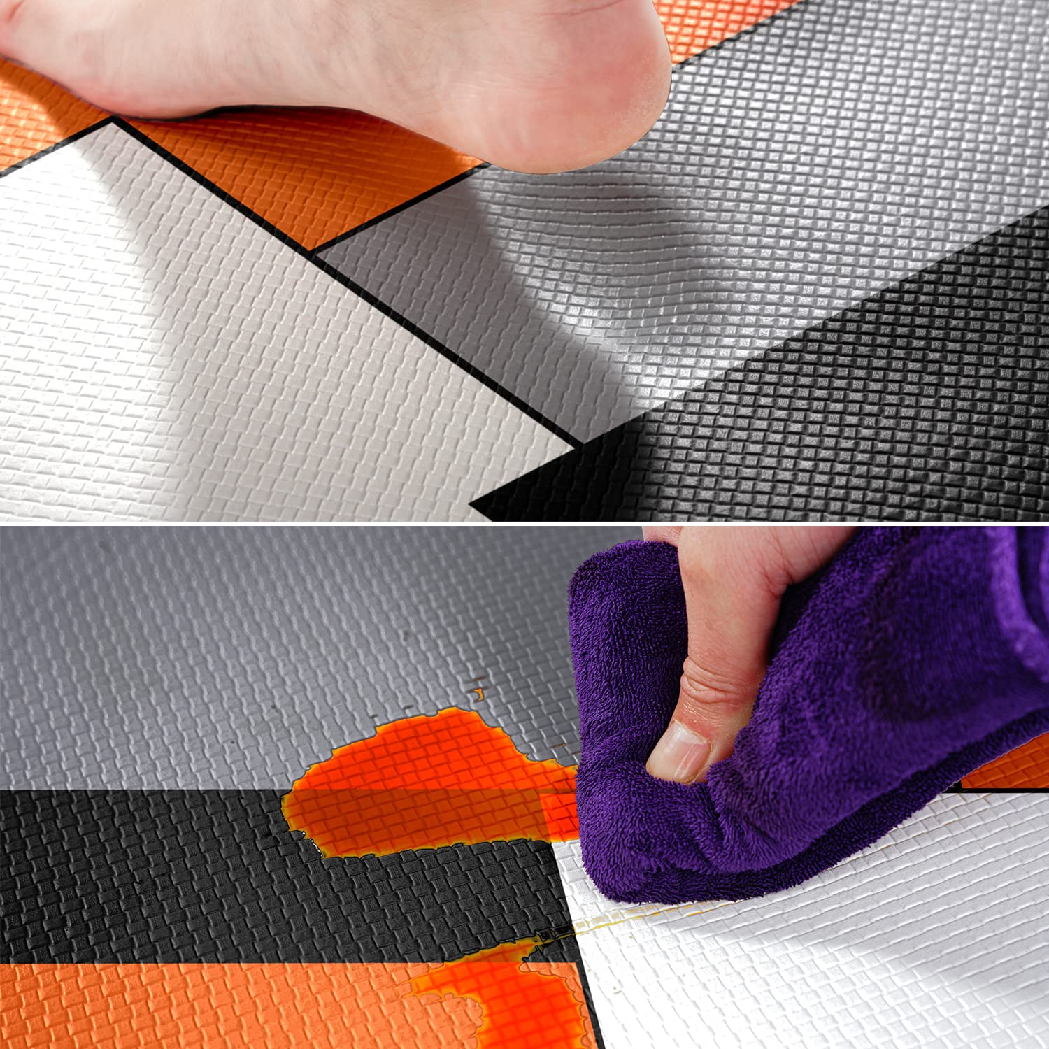 Orange Black Grey White Kitchen Rugs and Mats Set of 2 Cushioned Anti Fatigue Kitchen Rugs Set Geometric Non-Skid Washable Kitchen Mats for Kitchen Sink Laundry (Orange Grey  17.5''x29.5''+17.5''x47'')