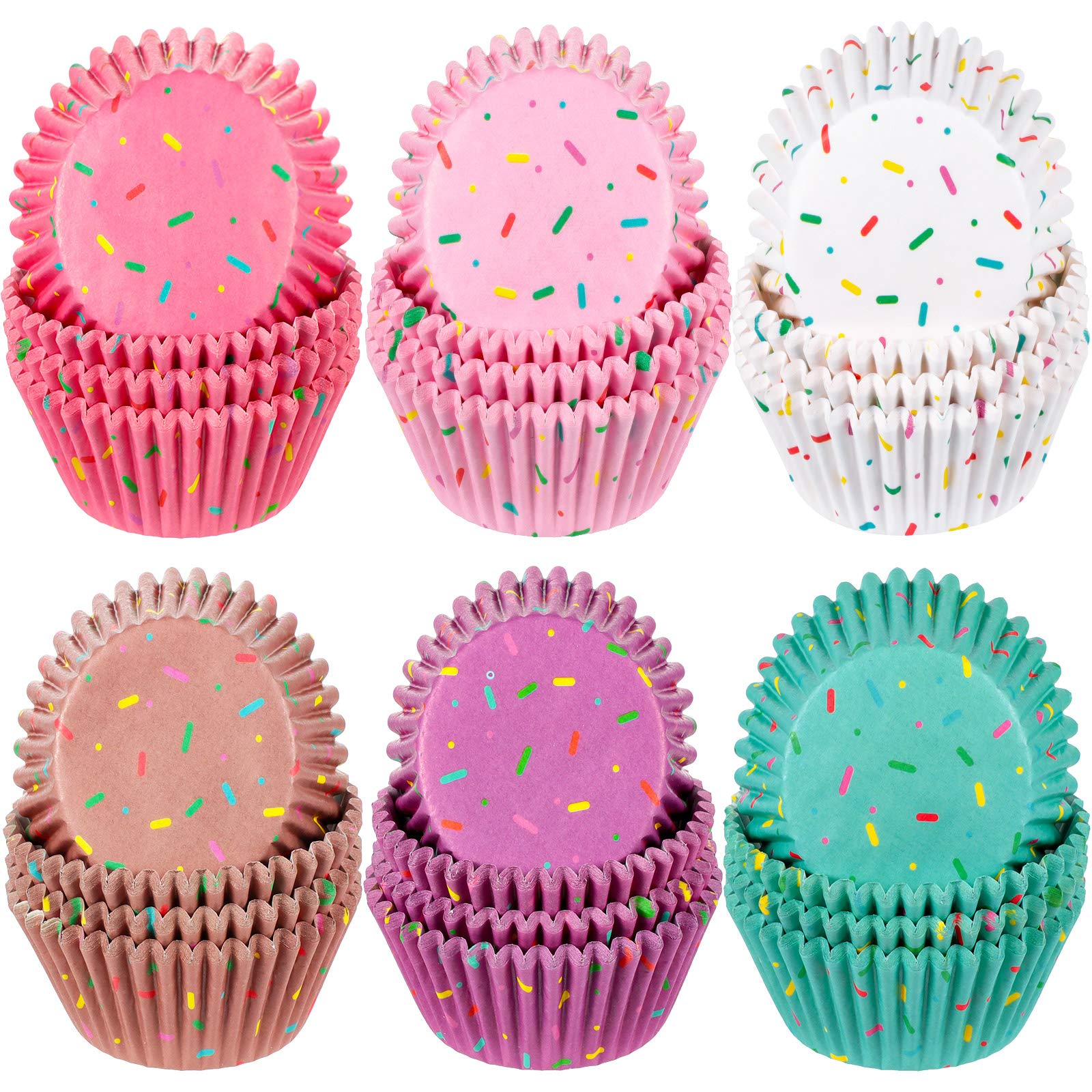 600 Pieces Candyland Party Cupcake Liners Colorful Paper Baking Cups Cupcake Wrappers Wraps Muffin Case Trays For Christmas Cand