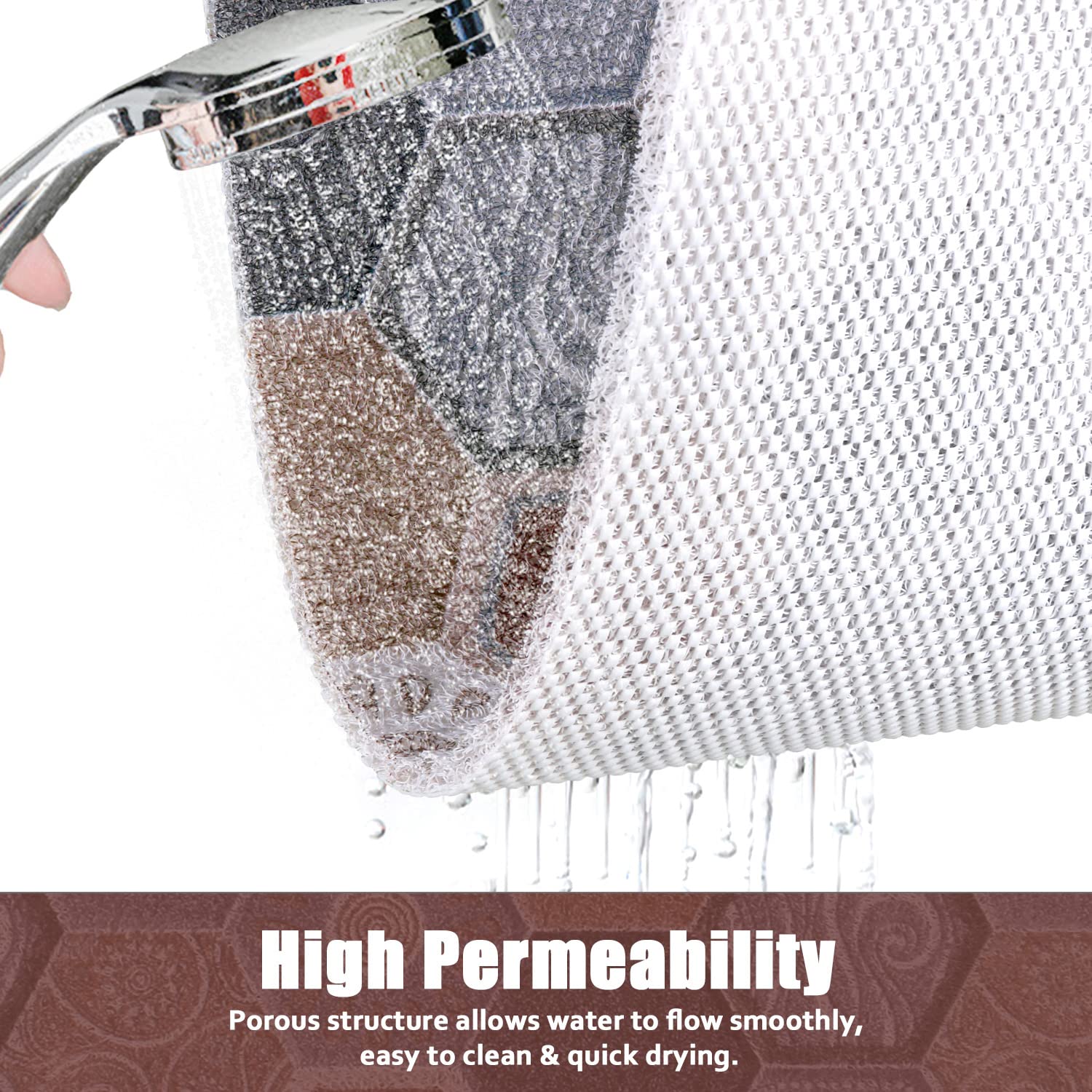 Shower Mat Non-Slip, Soft Comfort Bath Mat With Drainage Holes, Pvc Loofah Massage Bathmat For Shower,Tub,Bathroom,Wet Areas, Qu