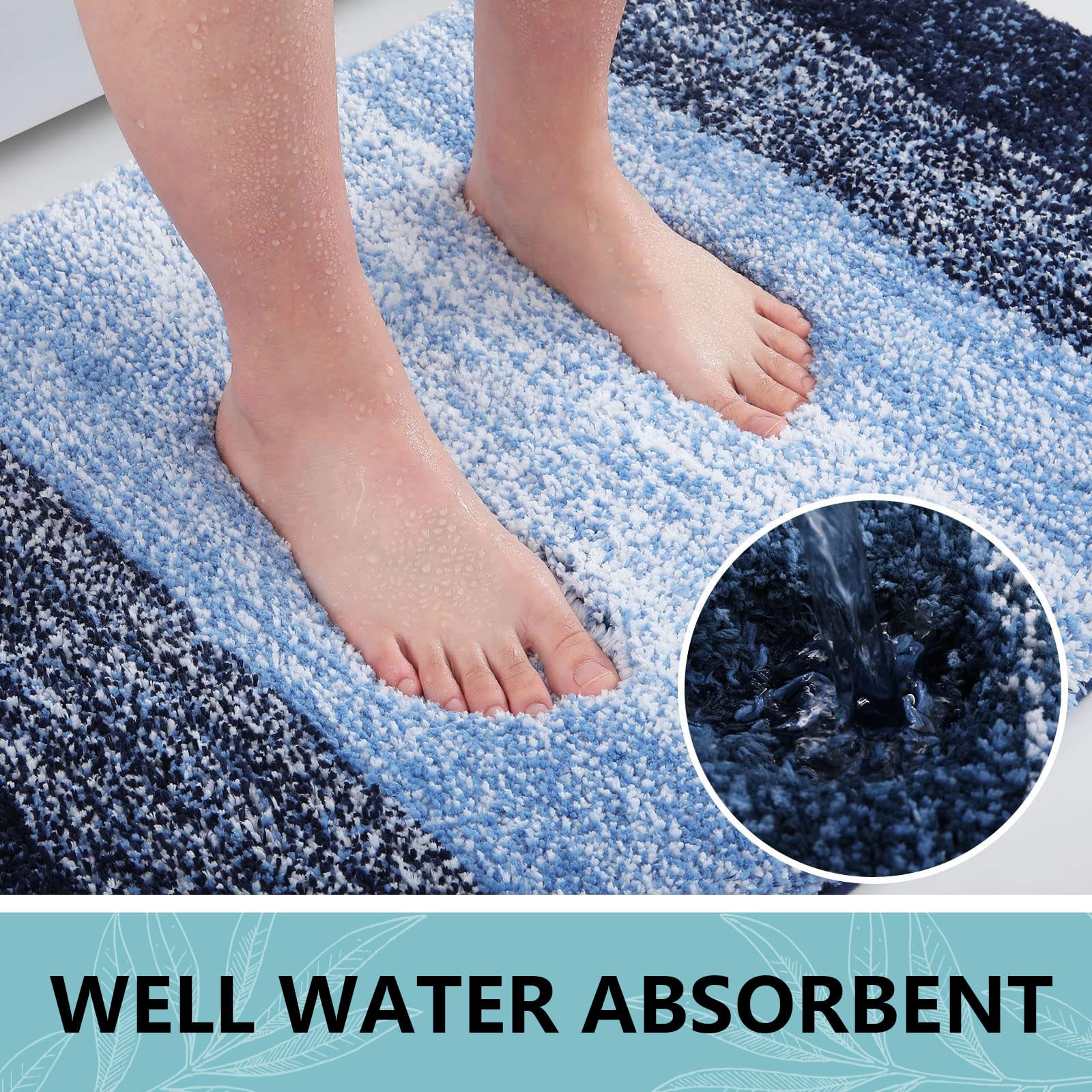 Arotive Microfiber Bathroom Rug Mat, Shaggy Soft And Absorbent Bath Rug, Non-Slip, Thick Plush Bathroom Mat, Machine Washable Dr