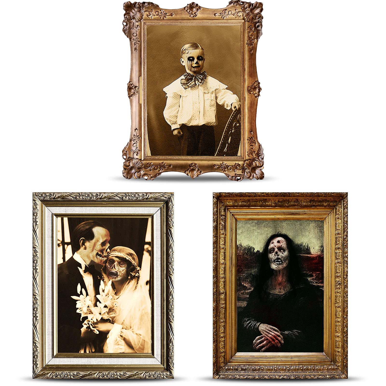 Halloween Decorations 3D Changing Face Horror Pictures Moving Portrait Haunted Pictures Gothic Mansion Portraits Tabletop Pictur