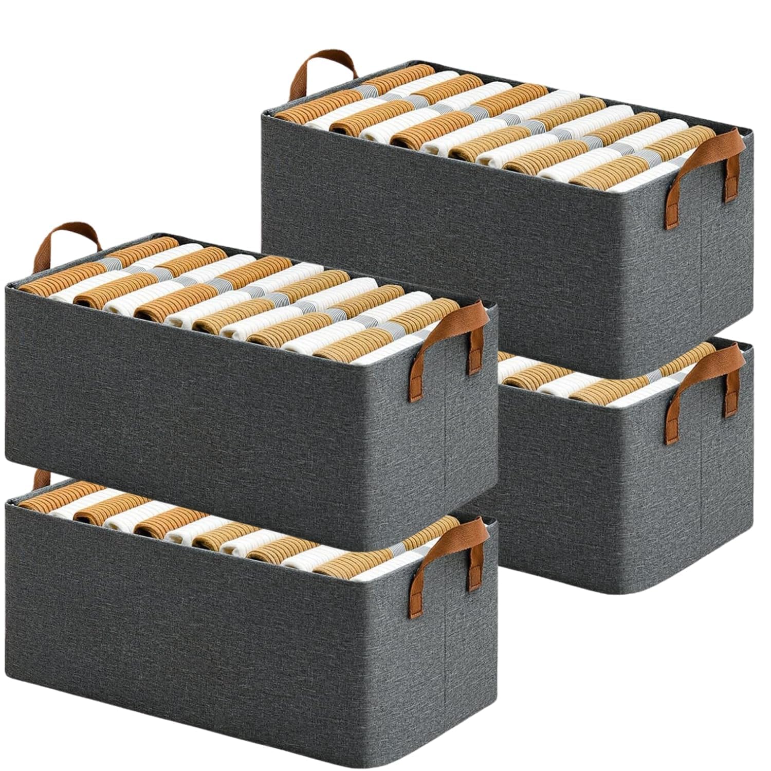 Vihal Wardrobe Organizer For Clothes With Metal Frame Rectangle Storage Baskets For Clothing Fabric Storage Box With Handles She