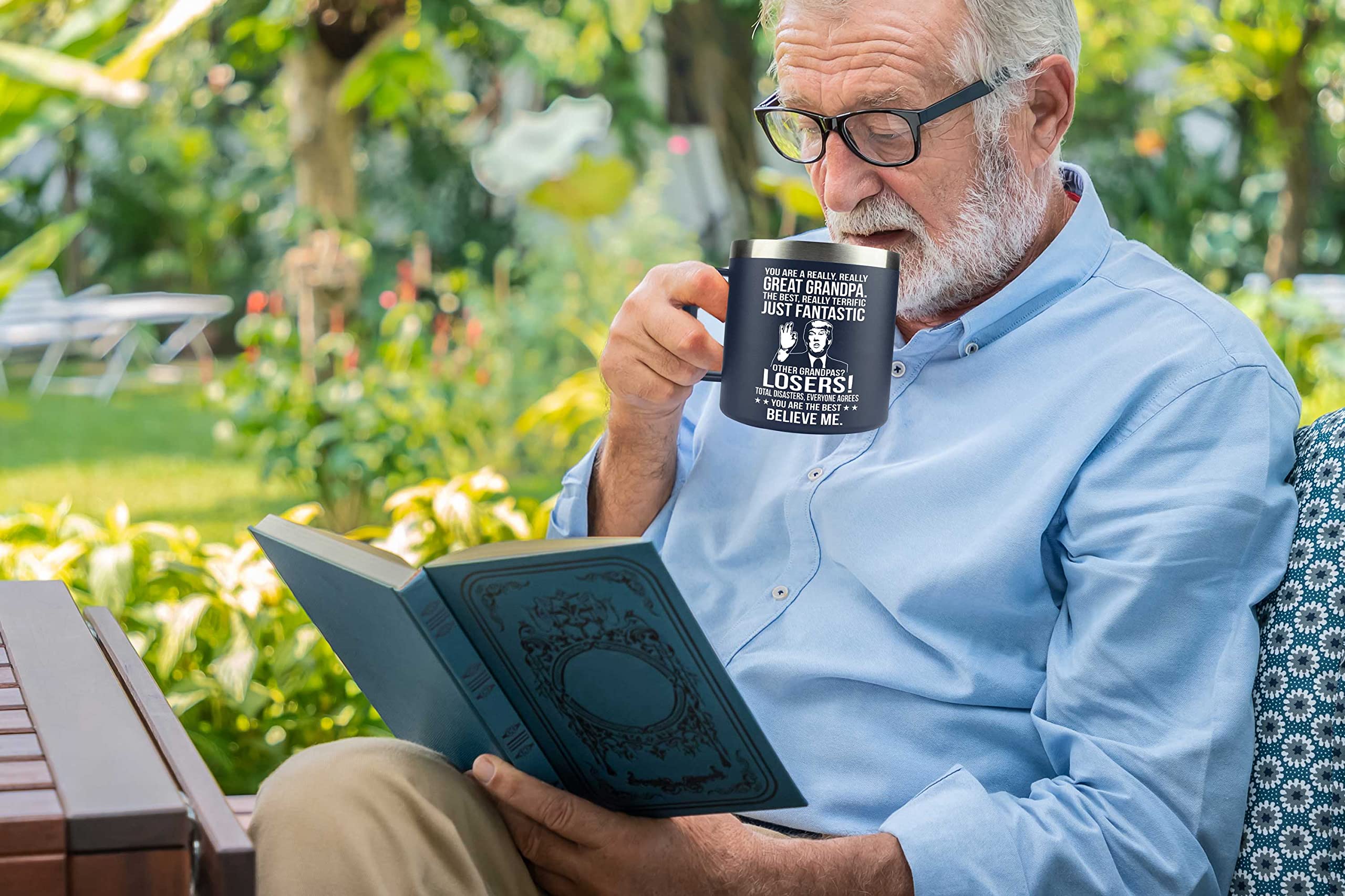 Amazprints Grandpa Gifts - Funny Mug For Christmas, Birthday - 14Oz Navy