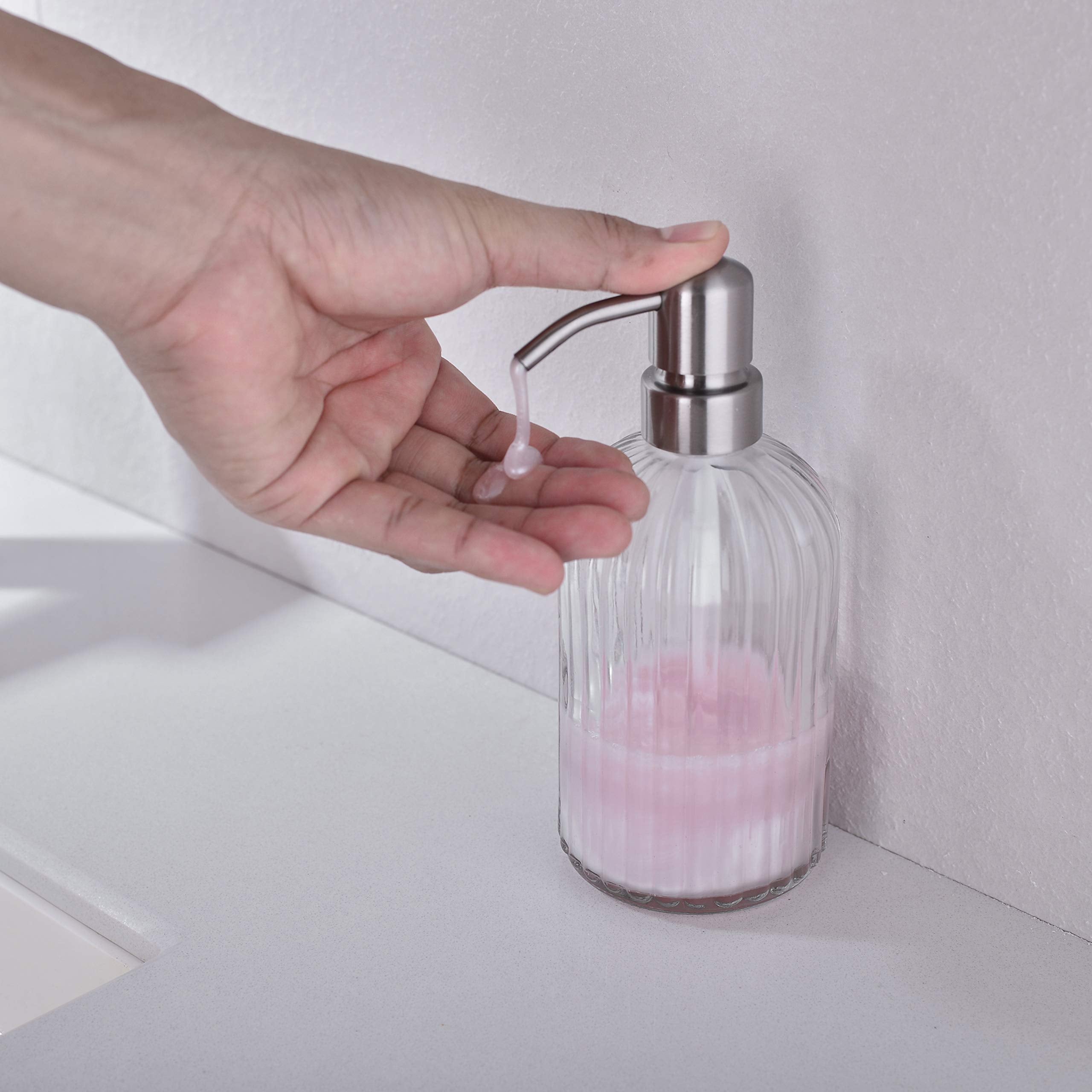 Leetcp Soap Dispenser, Dish Soap Dispenser, Bathroom Liquid Soap Dispenser, With Rustproof Stainless Steel Pump, 16 Oz,Brushed N
