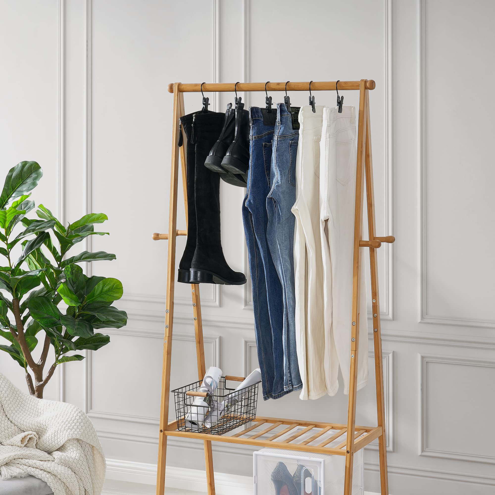 Bewishome 50 Pcs Boot Hangers For Closet, Laundry Hooks With Clips, Boot Hanging Hold Clip, Clothes Pins, Space Saving Portable