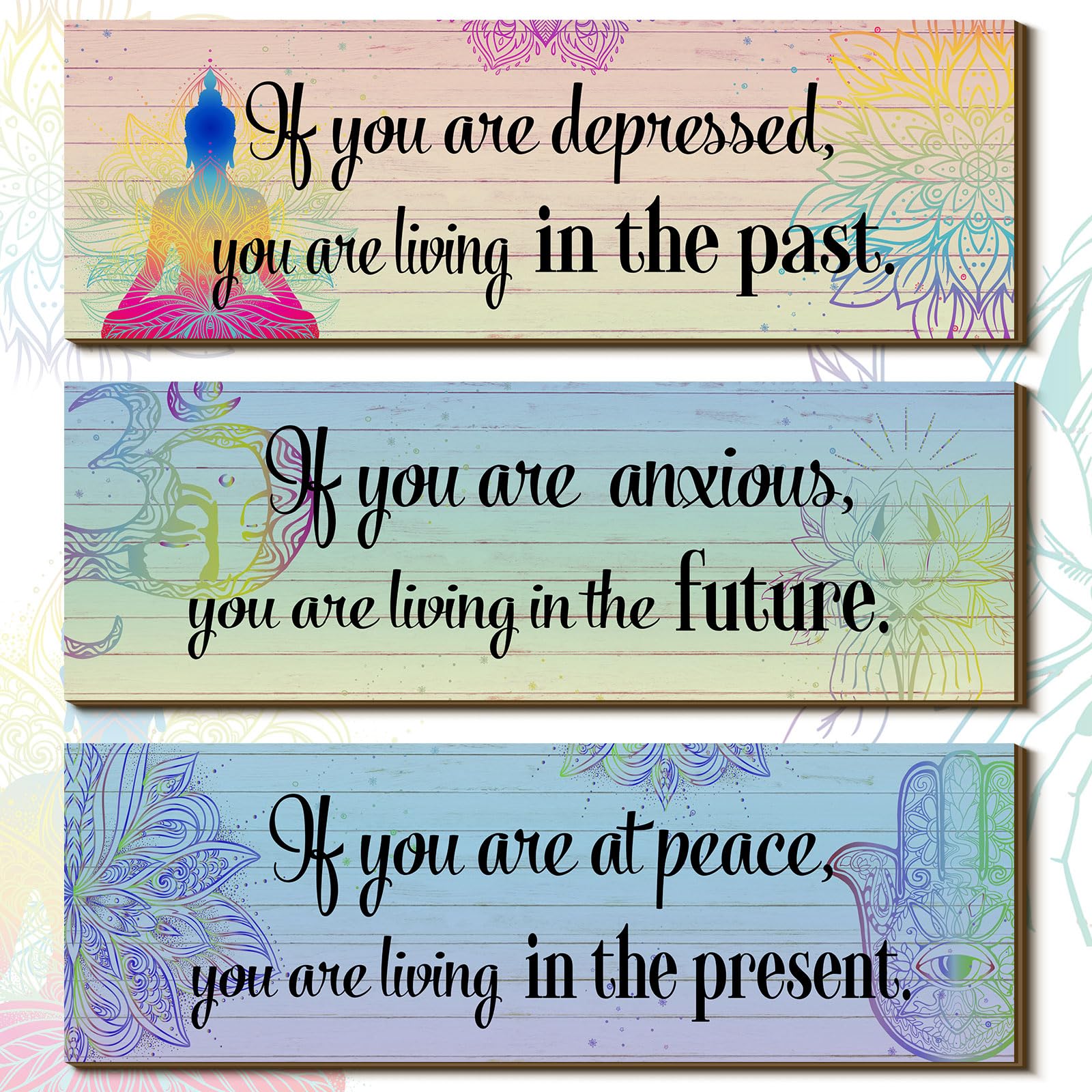 3 Buddha Decor Buddha Wall Art Meditation Room Decor Chakra Decor for Bedroom Zen Buddha Quotes Wall Decor Spiritual Gift Wall H