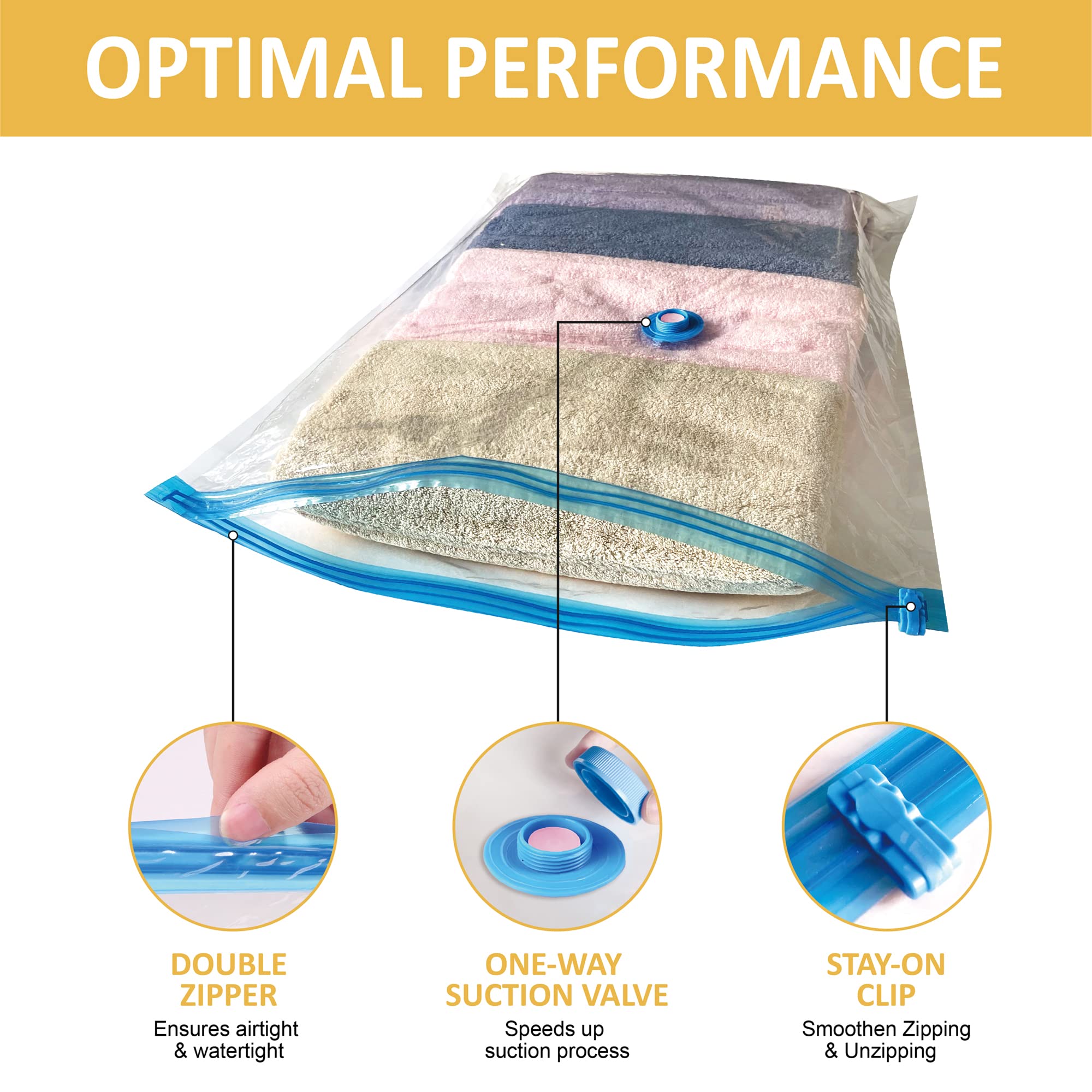 Roomimaster Vacuum Storage Bags, 10 Medium Space Saver Bags, Transparent, Vacuum Seal for Clothes & Bedding, Durable PA+PE Material