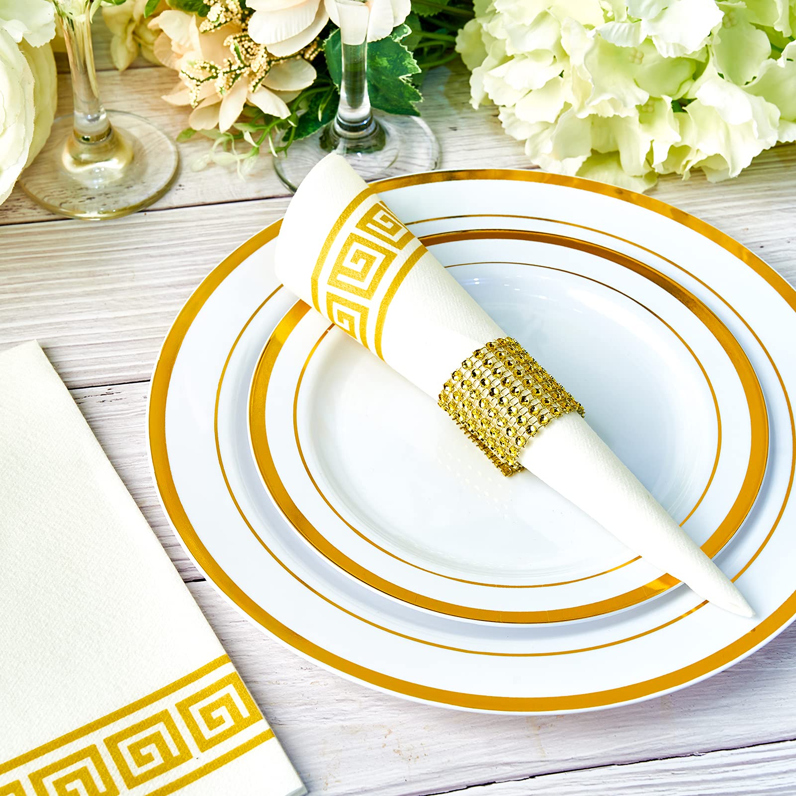LITOPAK 200 Pack Paper Hand Towels for Bathroom  Guest Towels Disposable  and Paper Napkins Disposable for the Bathroom  Kitchen  Wedding  Party  and Dinner. (Gold)