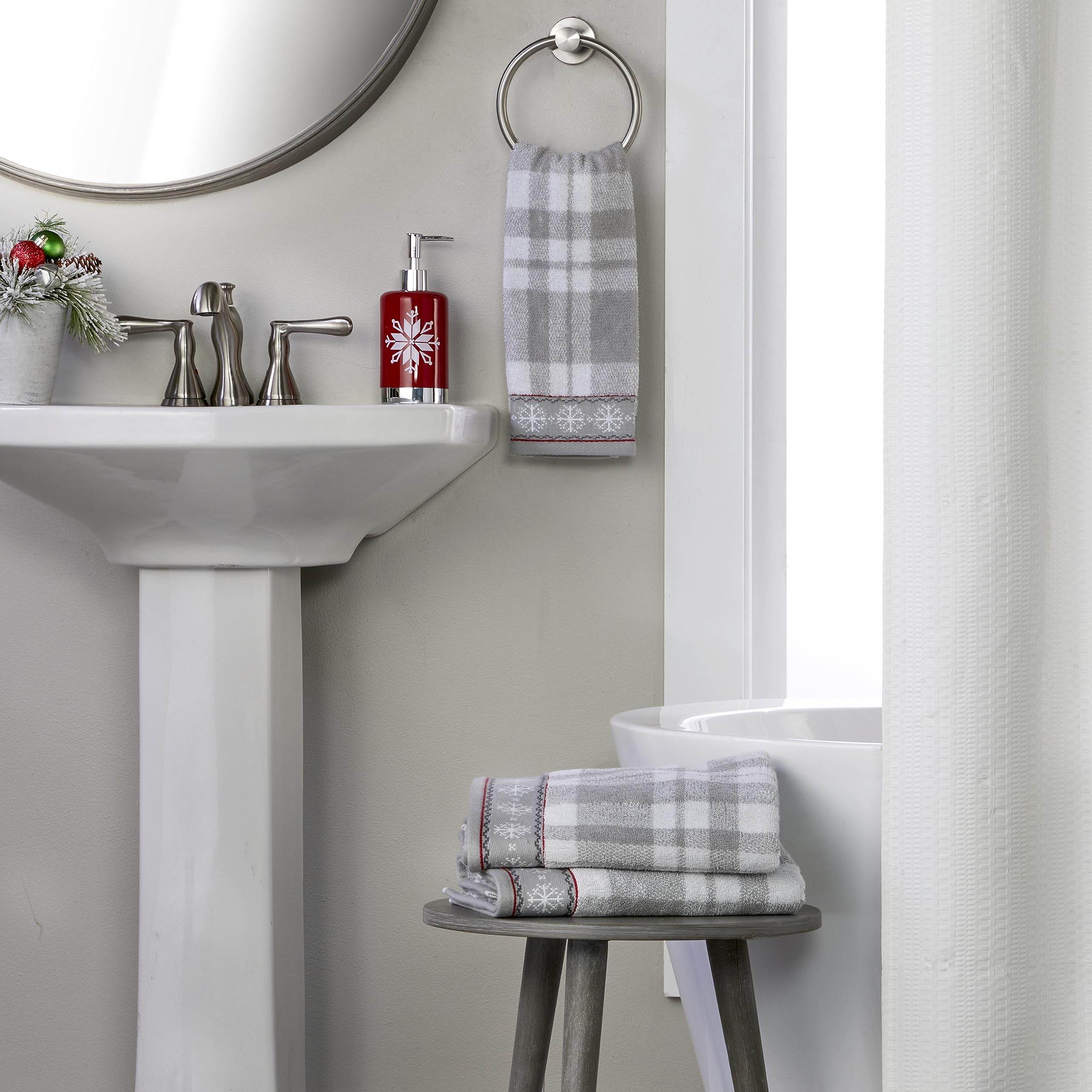Skl Home Winter/Christmas Whistler Plaid Hand Towel Set For Bath/Kitchen/Bar & Gift, 16'' X 25'', 2 Count