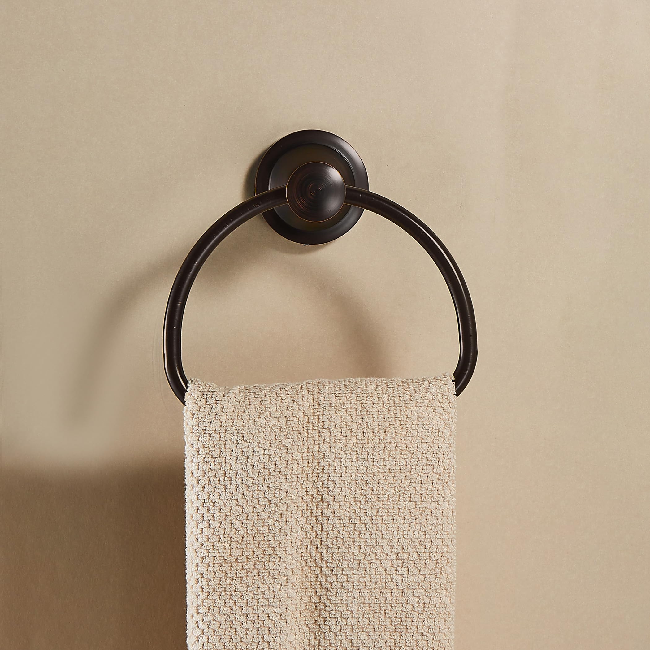 Wolibeer Bronze Towel Ring,Bathroom Hand Towel Holder,Oil Rubbed Towel Hanger Wall Mount Farmhouse Towel Rack Rustic Bath Access