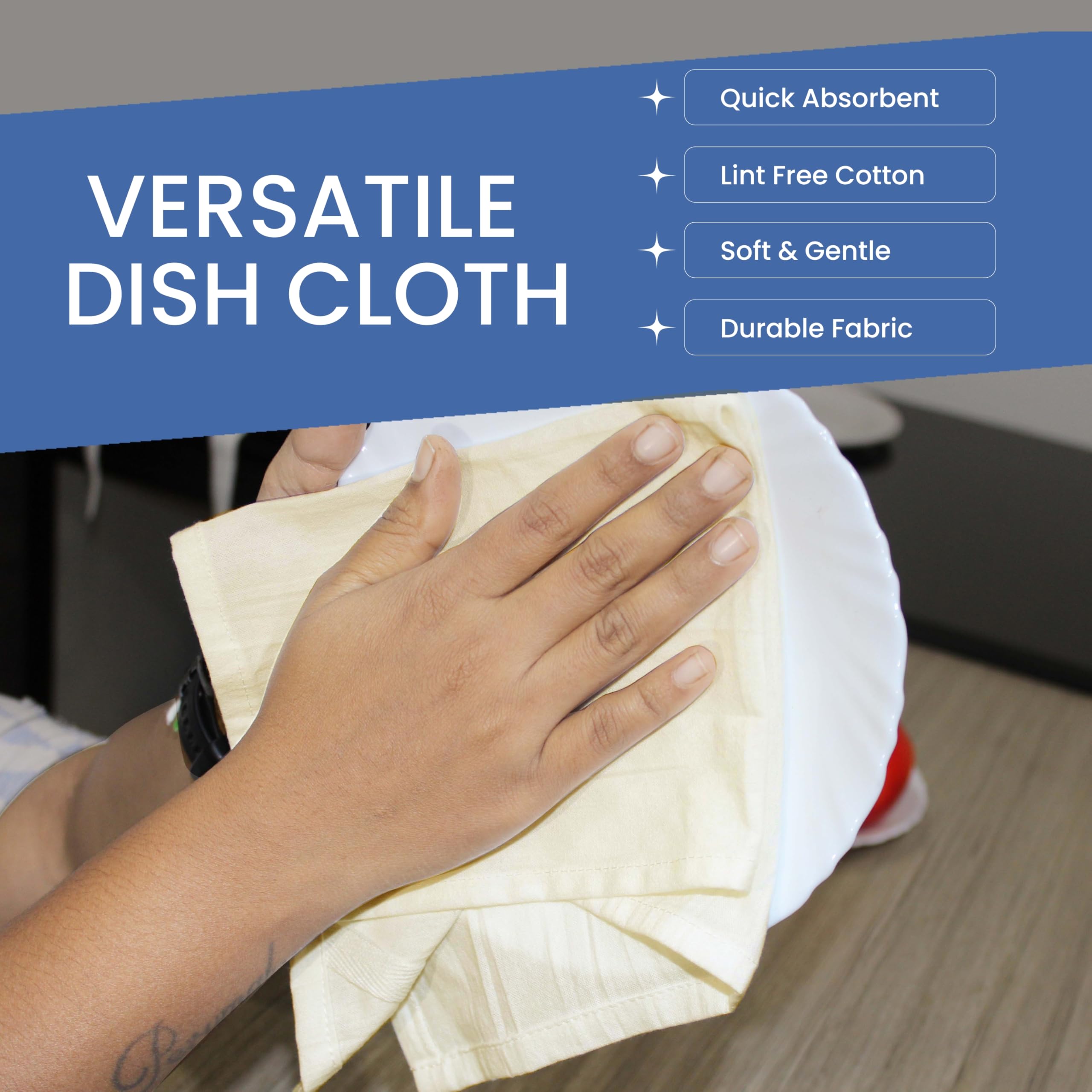 Dish Cloths Cotton| Kitchen Wash Cloth | Shop Towels Absorbent And Lint Free Flour Sack| Dishcloths For Kitchen Washing Dishes|
