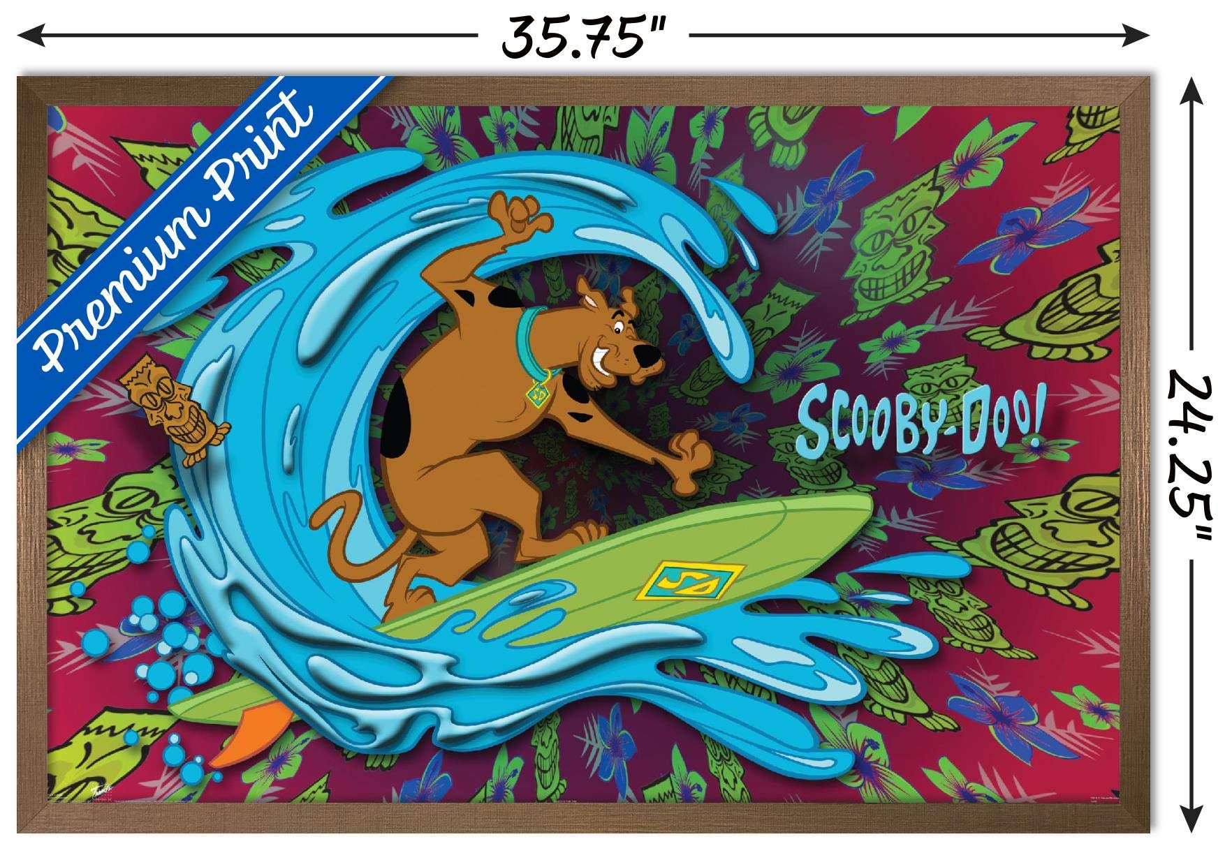 Trends International Scooby-Doo - Surf Wall Poster, 22.375'' X 34'', Bronze Framed Version